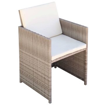 furnicato Gartenstuhl Gartenstühle 2 Stk. mit Polstern und Kissen Poly Rattan Beige