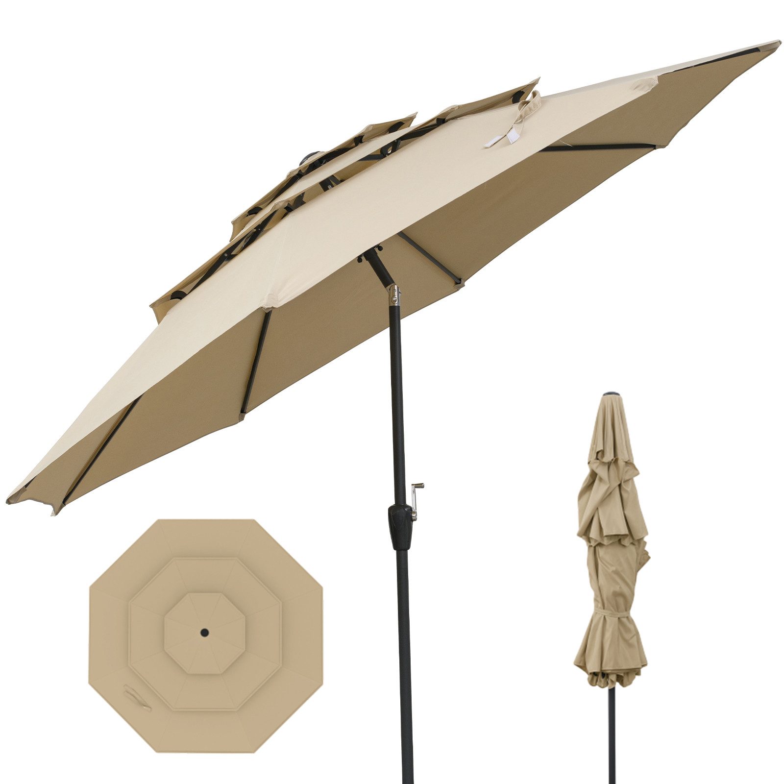 COSTWAY Sonnenschirm, LxB: 300x300 cm, 3-stöckiger günstig online kaufen