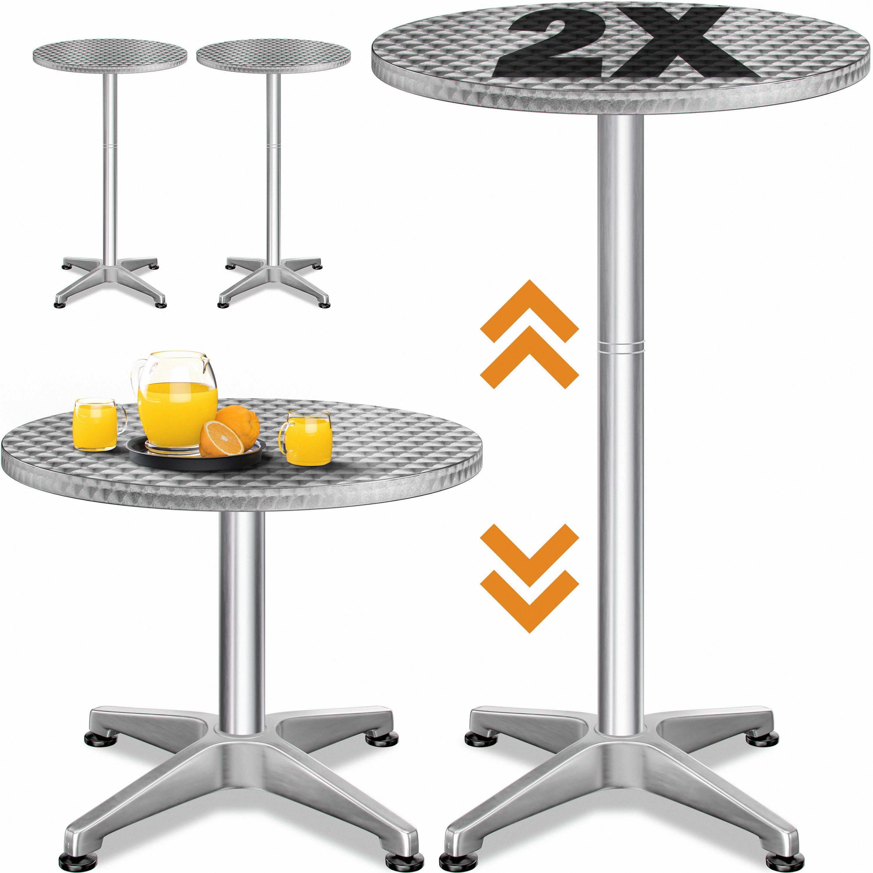 Casaria Stehtisch (2-St), 2er Set 2in1 Stabil Höhenverstellbar 70 cm / 115 cm Hoch Aluminium