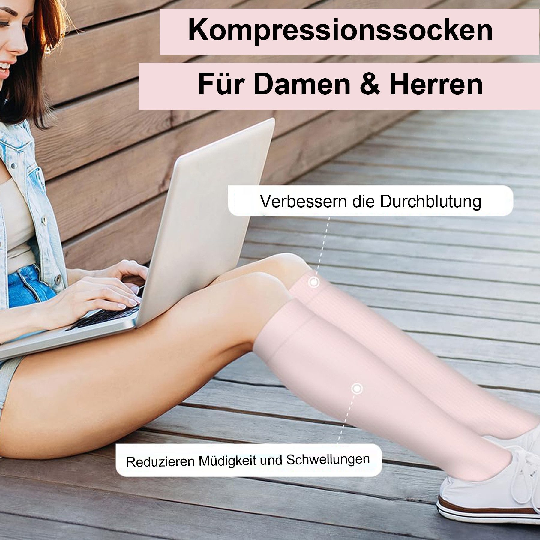 Mutig Kompressionsstrümpfe 8 Paar Kompressionsstrümpfe Damen und Herren, Kompressionssocken (20-30mmHg Stützstrümpfe Sport Kompressionssocken mit Elastisch, Stützstrümpfe Compression Socks Laufstrümpfe Kompression) Compression Socks für Sport, Laufen, Flug, Reisen,Fahrrad Radsport