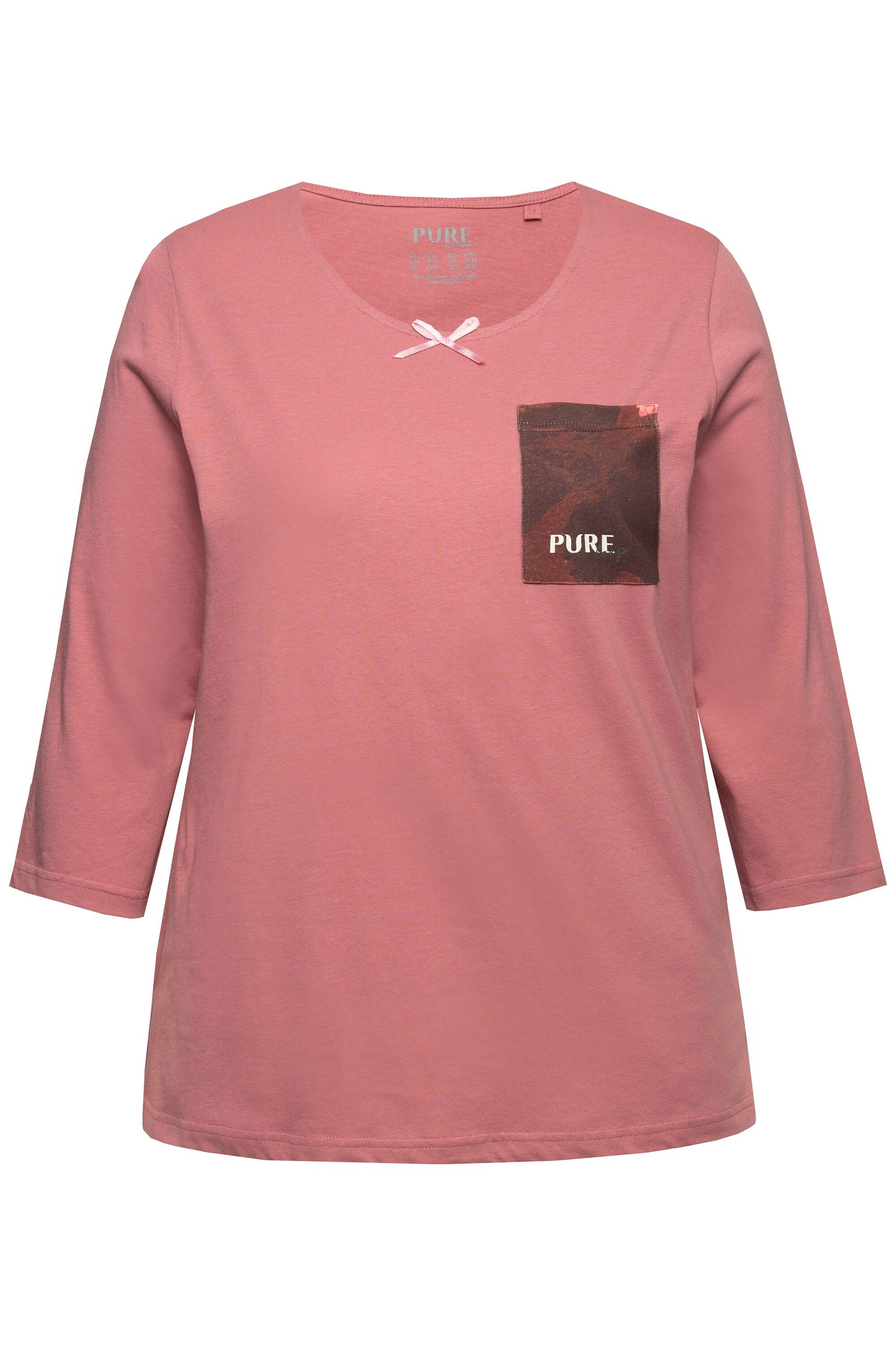 Ulla Popken Pyjamaoberteil Pyjamashirt U-Boot-Ausschnitt 3/4-Arm günstig online kaufen