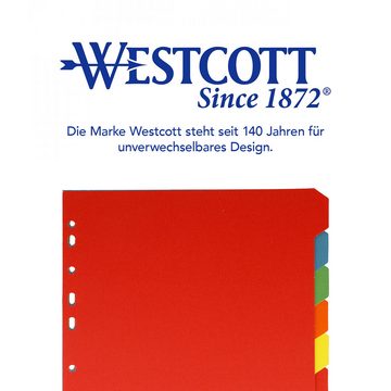WESTCOTT Aktenordner Register für Ordner Din A4 bunt, Trennblätter 10 Tabs in 5 Farben, Ordner Organizer, Robuste 160g/m² mit Eurolochung