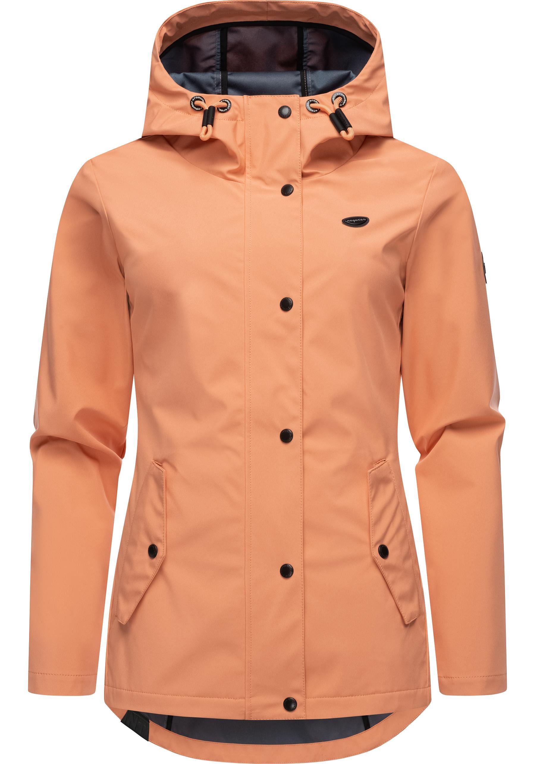 Ragwear Softshelljacke Margge Shell wasserdichte Damen Übergangsjacke mit großer Kapuze