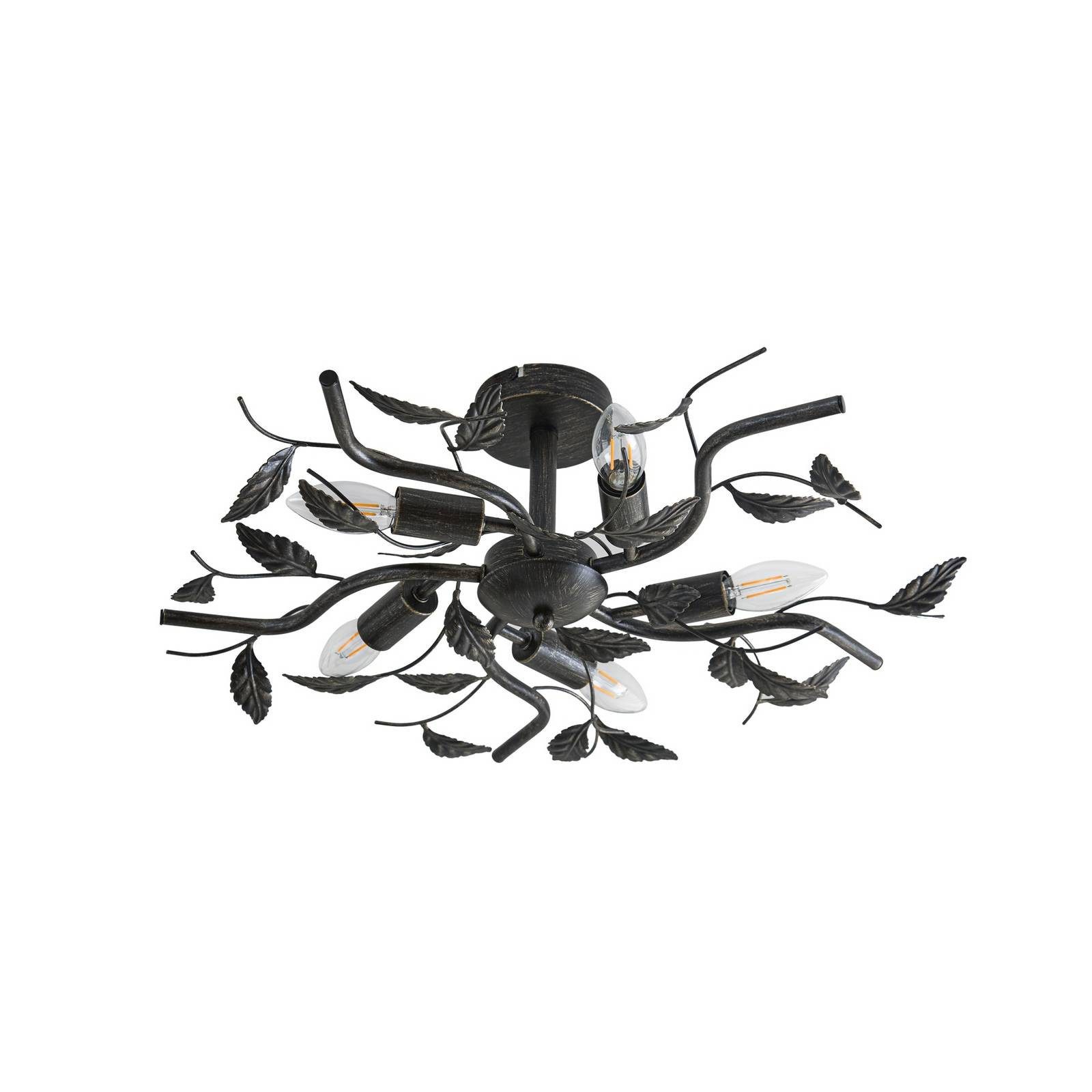 Lindby Deckenleuchten Yos, Metall, Schwarz IP20, günstig online kaufen