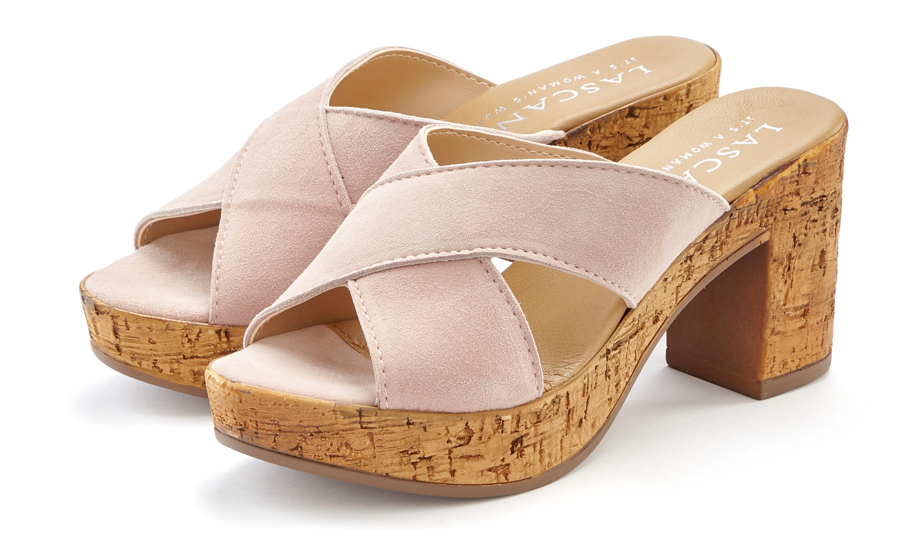 LASCANA Pantolette Mule, Sandale, offener Schuh aus Leder mit Blockabsatz günstig online kaufen