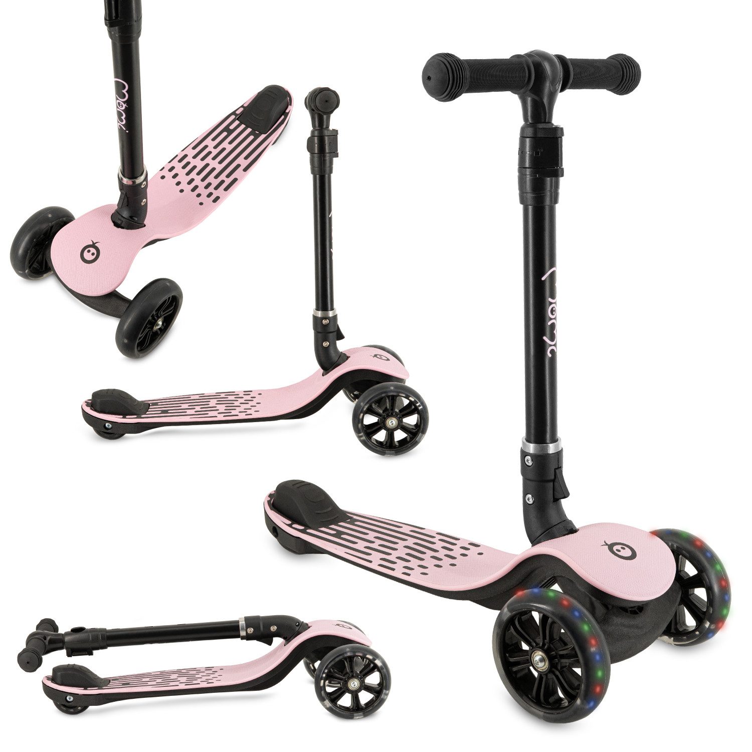 MoMi Dreiradscooter San, 0 km/h, 3-Rad Roller mit LED-Rädern & Klappfunktion