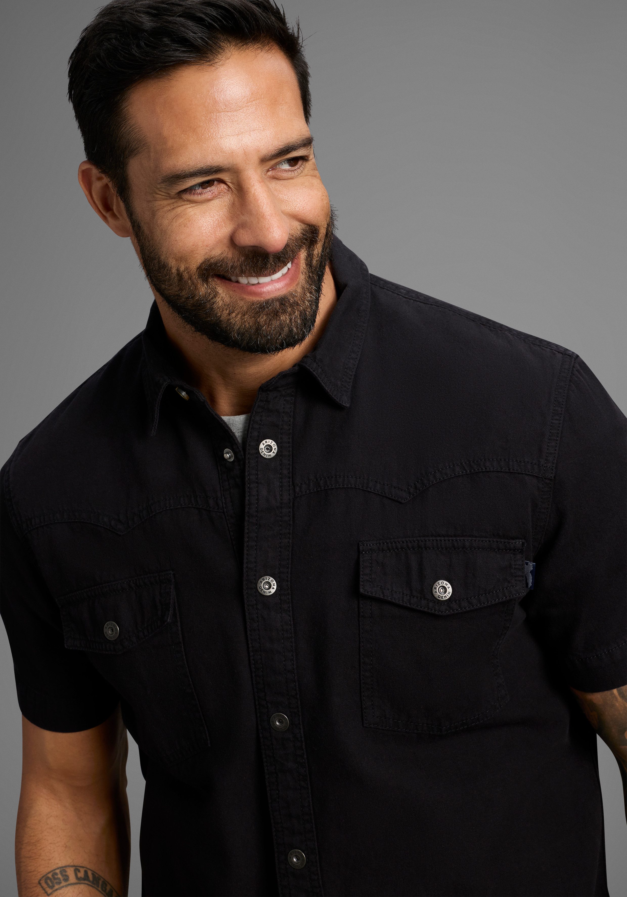 Arizona Jeanshemd Kurzarm im Western Stil