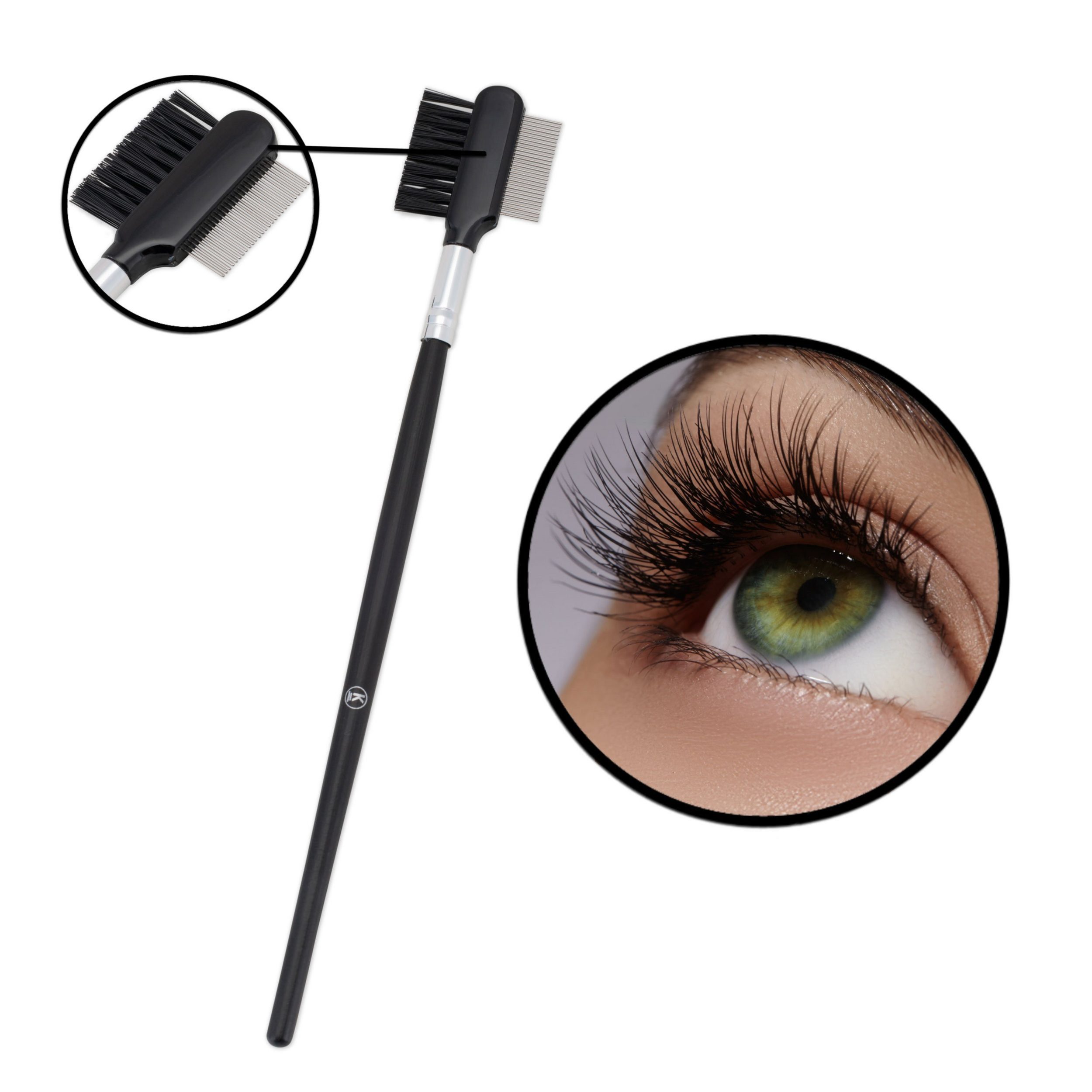 K-Pro Wimpernkamm Augenbrauenbürste, Wimpernkamm, Eyebrow, 2 in 1, (1 tlg), Wimpernbürste, Brauenstyler, Make-up Bürste Augen
