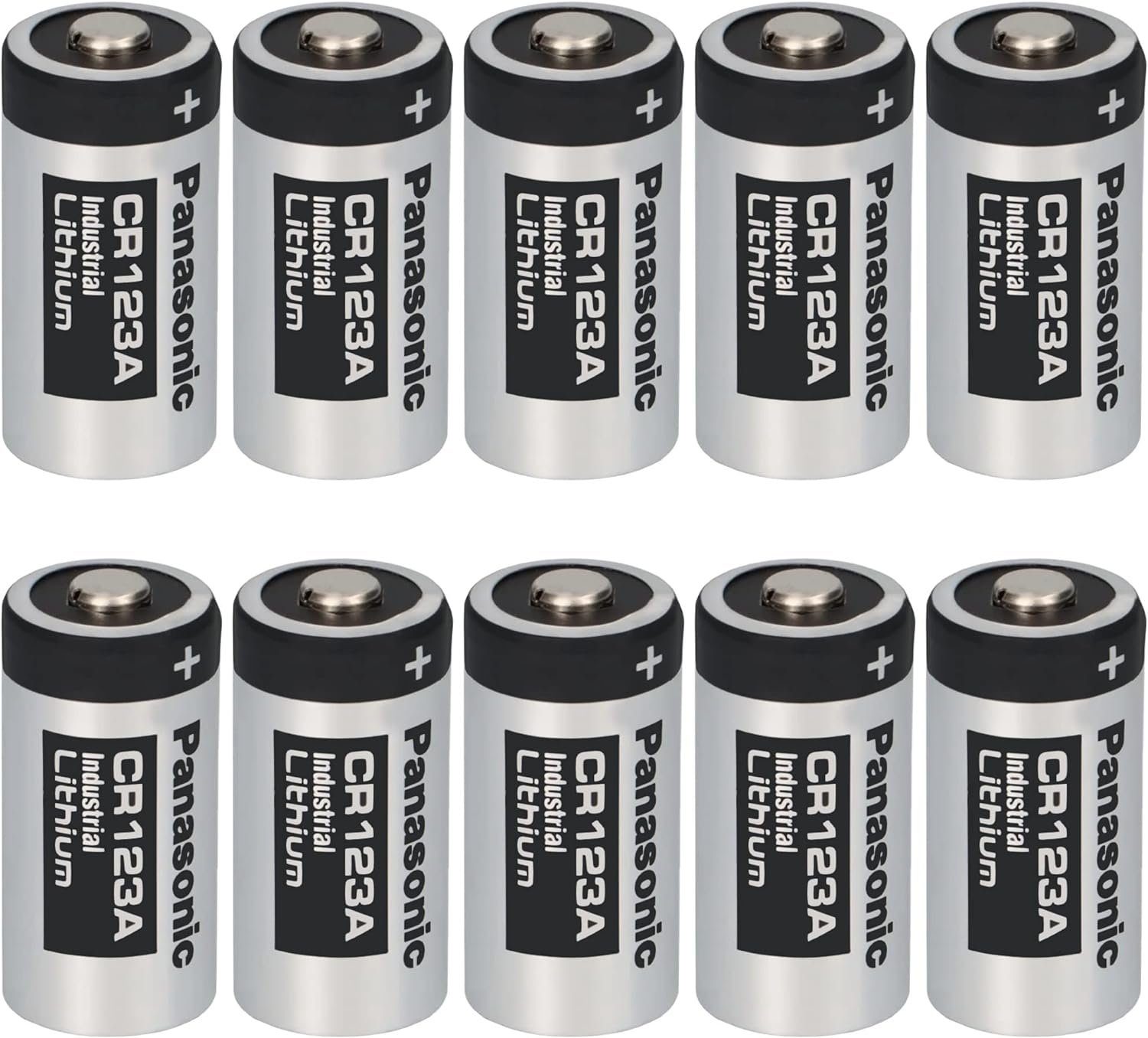 kraftmax 10er Pack Panasonic CR123 / CR123A 3V Industrial Lithium Batterie Batterie, (1 St)