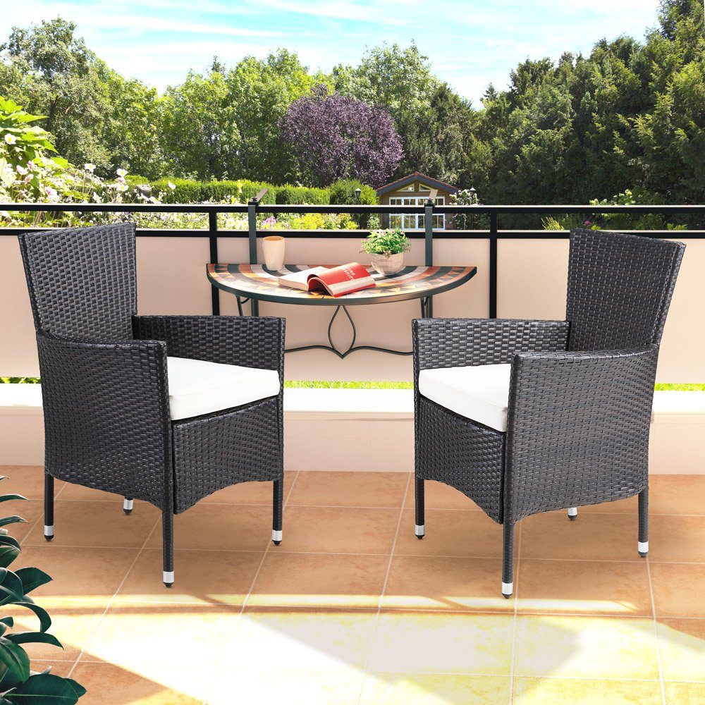 Casaria Gartenstuhl, Polyrattan 4er Set Stapelbar günstig online kaufen