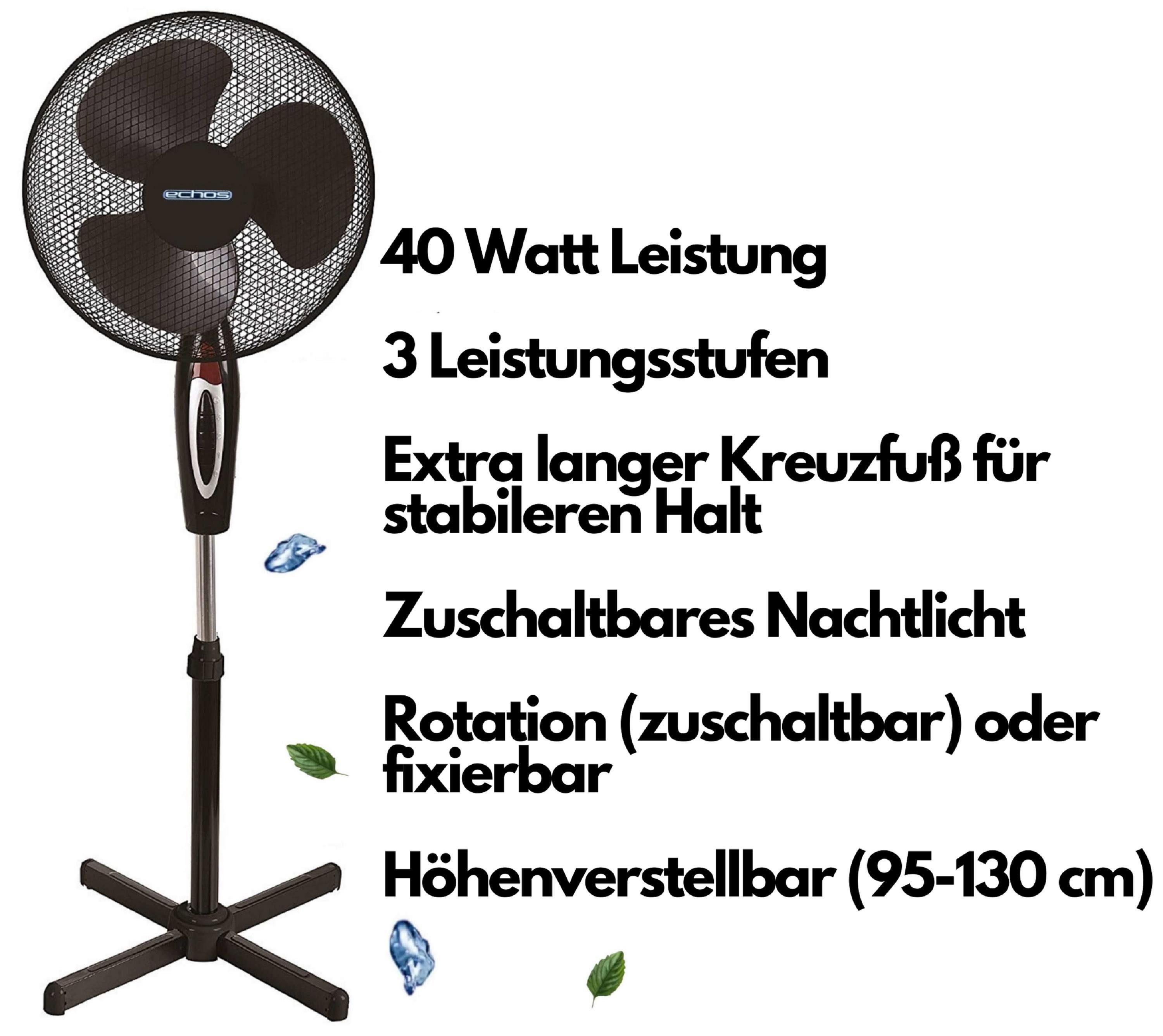 echos Standventilator Eco-102, Oszillierend, Höhenverstellbar, Neigungswink günstig online kaufen