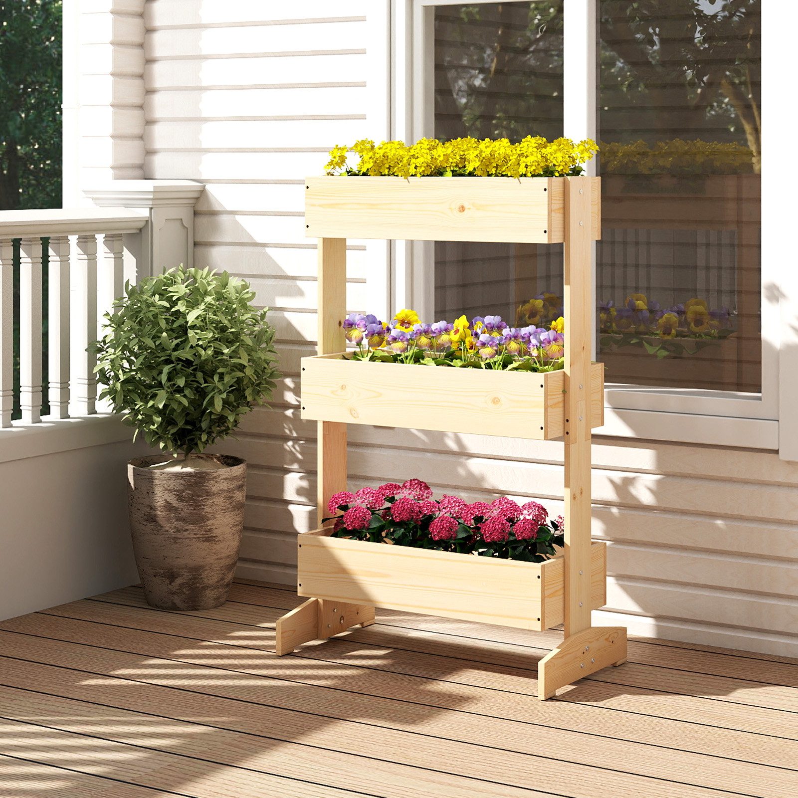 COSTWAY Blumenkasten (1 St), mit 3 Etagen, Blumentreppe, Hochbeet, 69x39x109cm