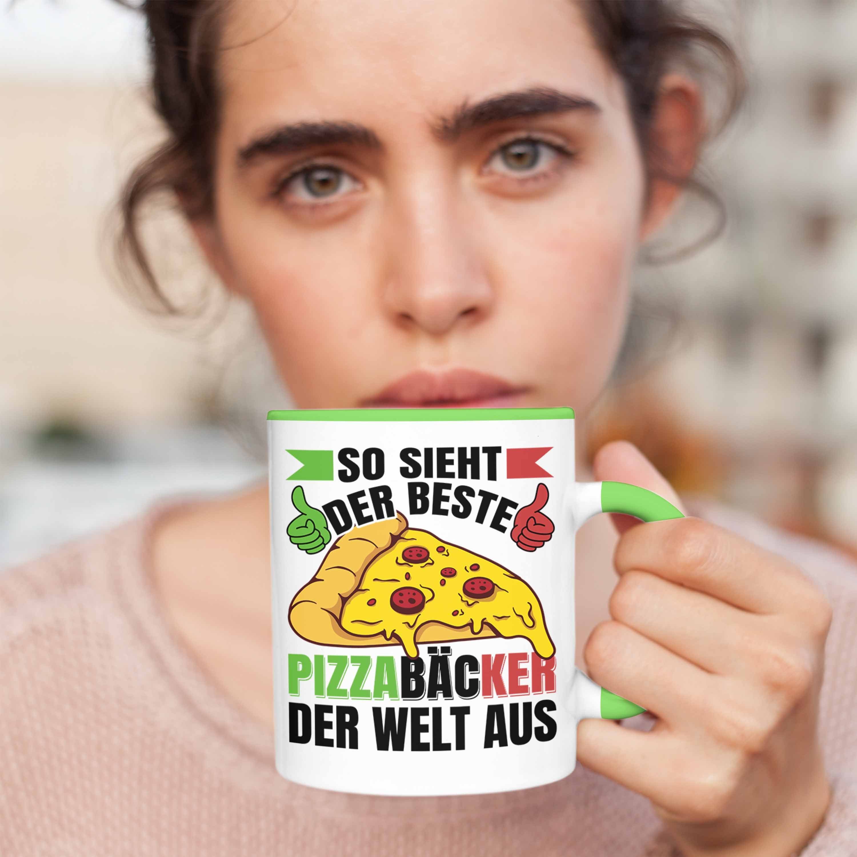 Trendation Tasse Trendation - Pizzabäcker Tasse Spruch Grün Geschenk Geschenkidee Pizza-Bäcker Lustiger