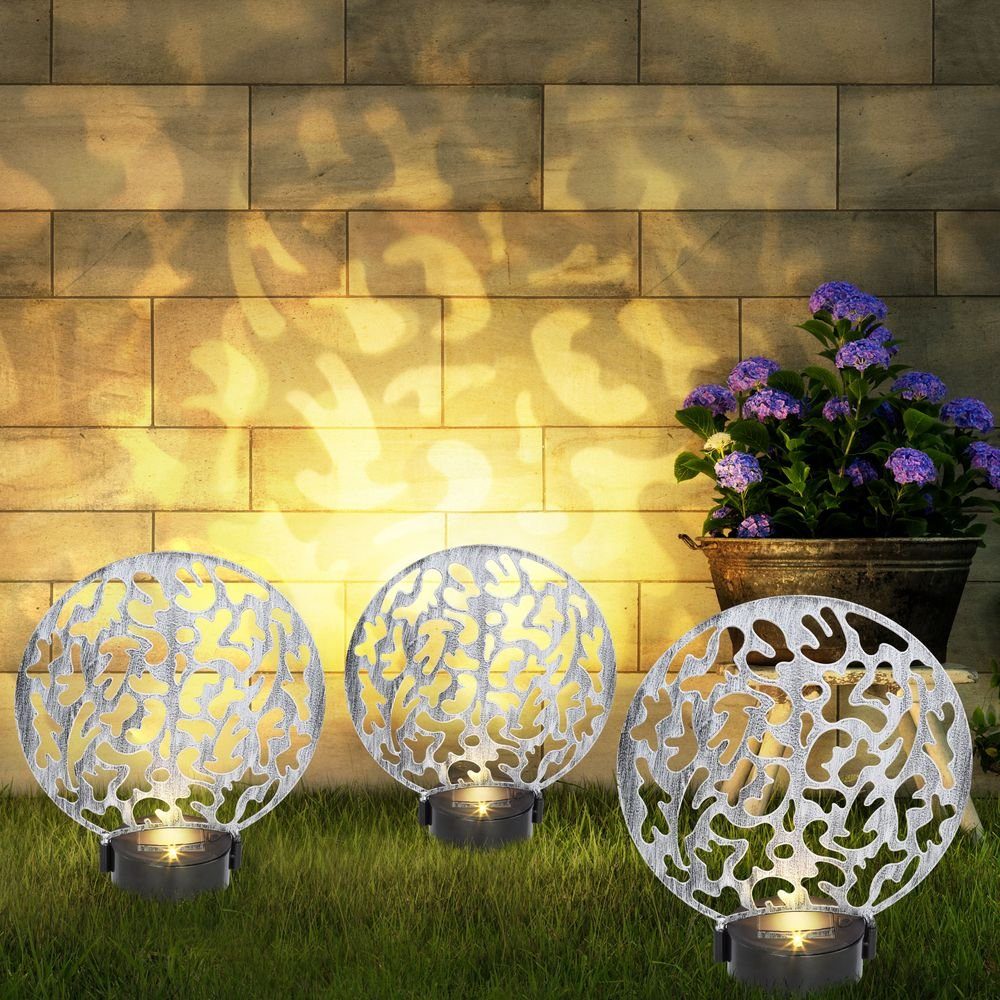 Solarleuchte, Terrassen Außen Garten LED fest verbaut, etc-shop Solarlampe LED-Leuchtmittel Warmweiß, Lampen für Dekoration LED Gartendeko