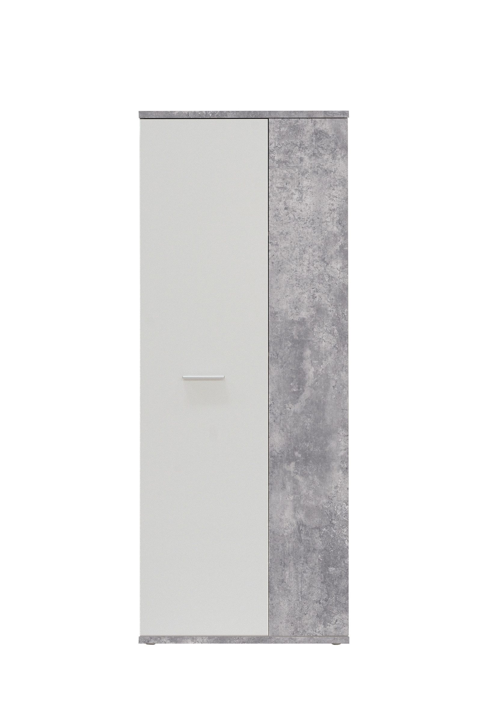 freiraum Schuhschrank NET106 in Betonoptik Lichtgrau / Weiss - 68,9x179,1x34,8 (BxHxT)