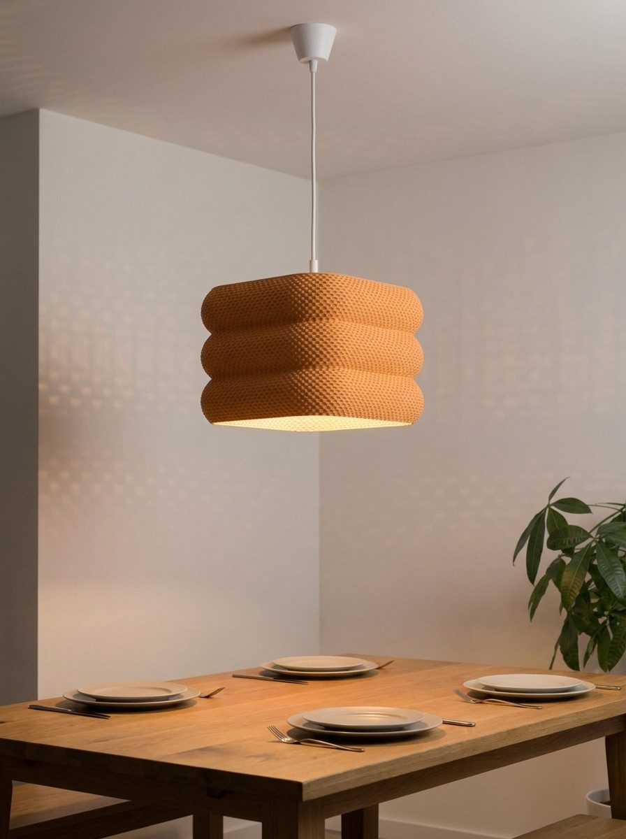 Roomberry Lampenschirm Pixel Hängelampe Pendelleuchte E27 eckig, inkl. E27 Deckenfassung, weiß grau orange 20-35cm