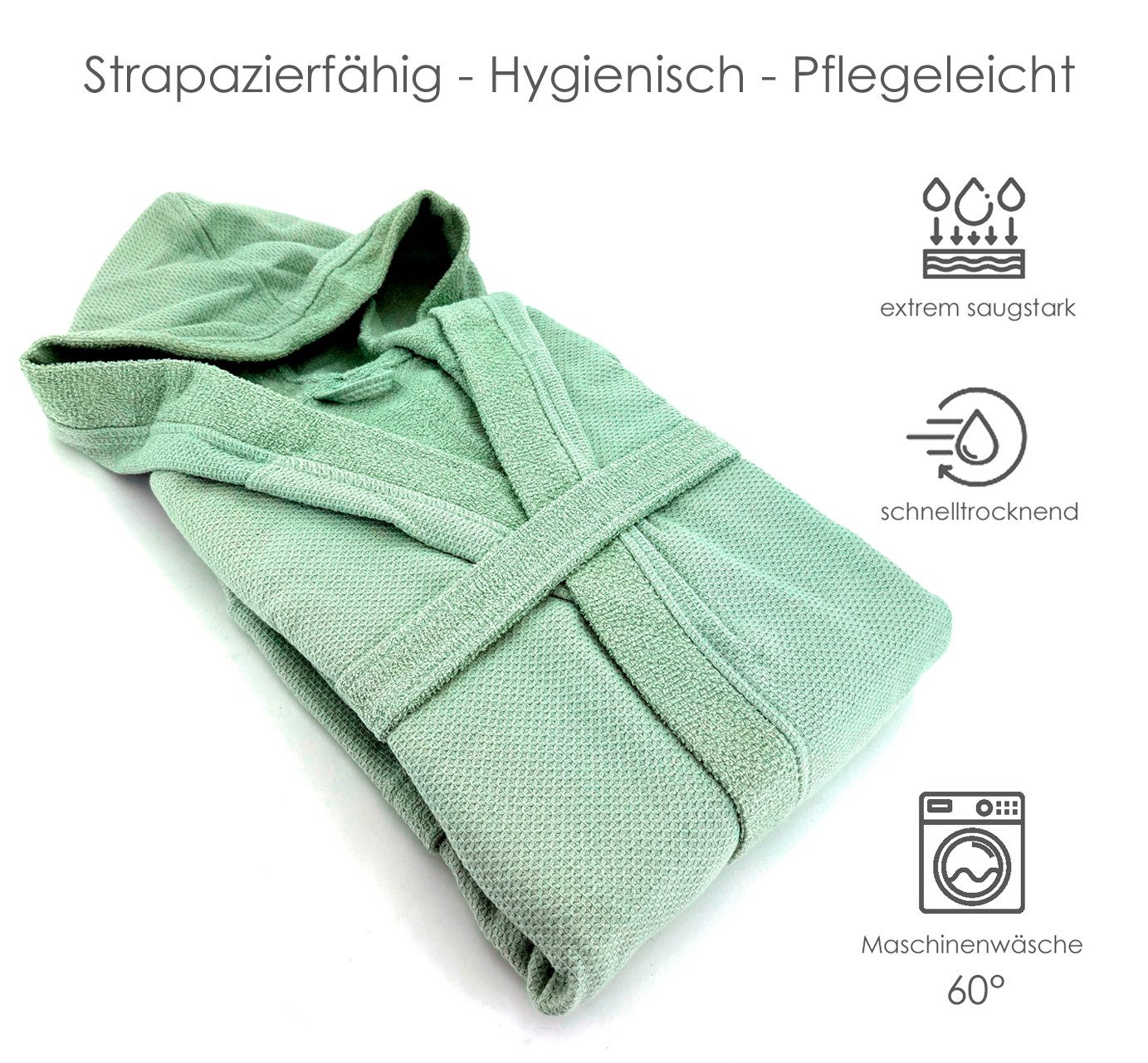 heimtexland Bademantel Bademantel Waffelpique schnelltrocknend Baumwolle, günstig online kaufen