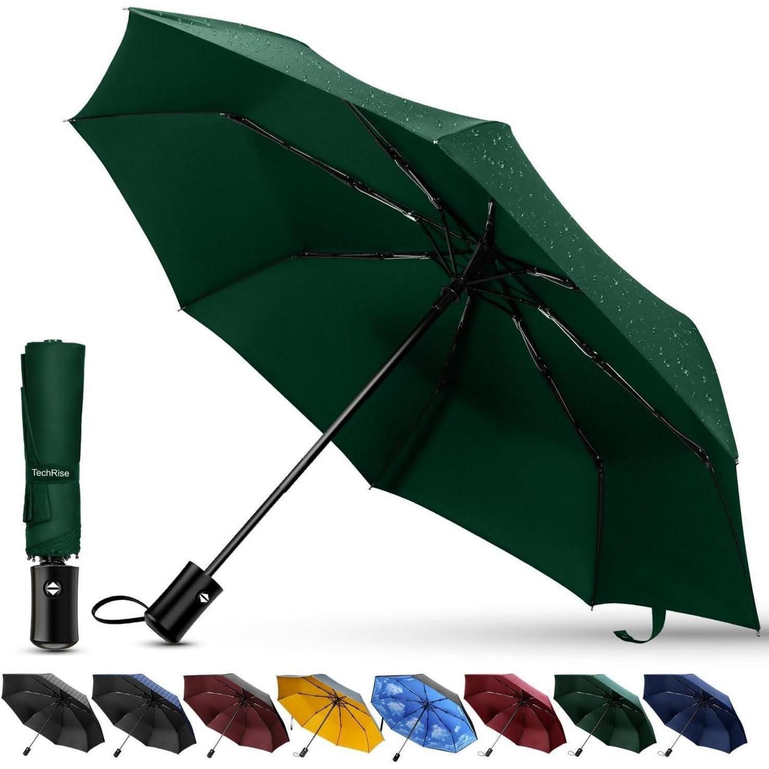 LuxusKollektion Taschenregenschirm Regenschirm Sturmfest Faltbar Taschenschirm Automatik dunkelgrün