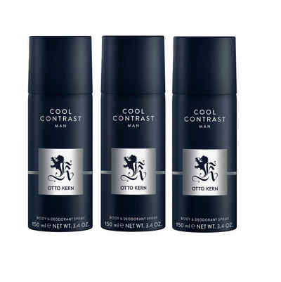 Otto Kern Bodyspray Cool Contrast Man 3x 150ml Deo Spray Set Bodyspray Beauty Deodorant, Blutorange Grüner Apfel Lavendel Vanille Vetiver Patschuli Ohne Tierversuche, 3-tlg., 24 Stunden Schutz, Effektiver Schutz vor Körpergeruch