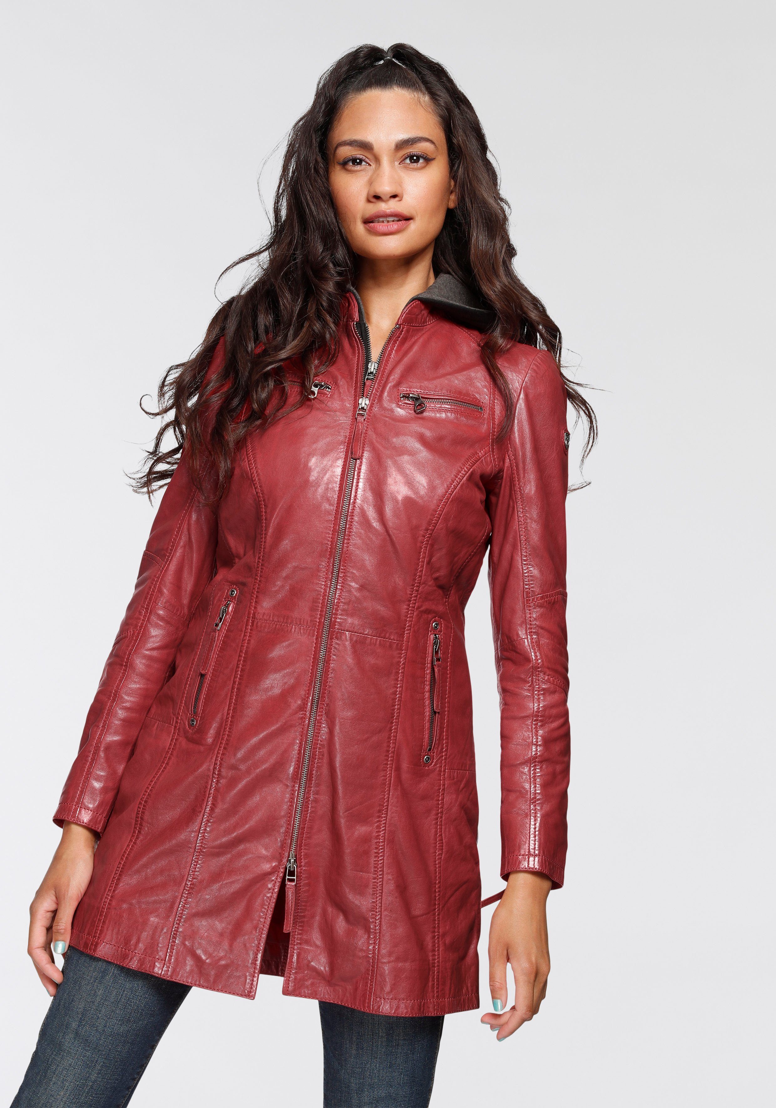 Mauritius Ledermantel Bente 2-in-1-Lederjacke mit abnehmbarem Kapuzen-Inlay günstig online kaufen