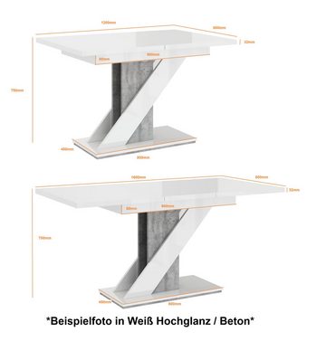 designimpex Esstisch Design Esstisch PA-666 Hochglanz ausziehbar 120 - 160 cm Esszimmer