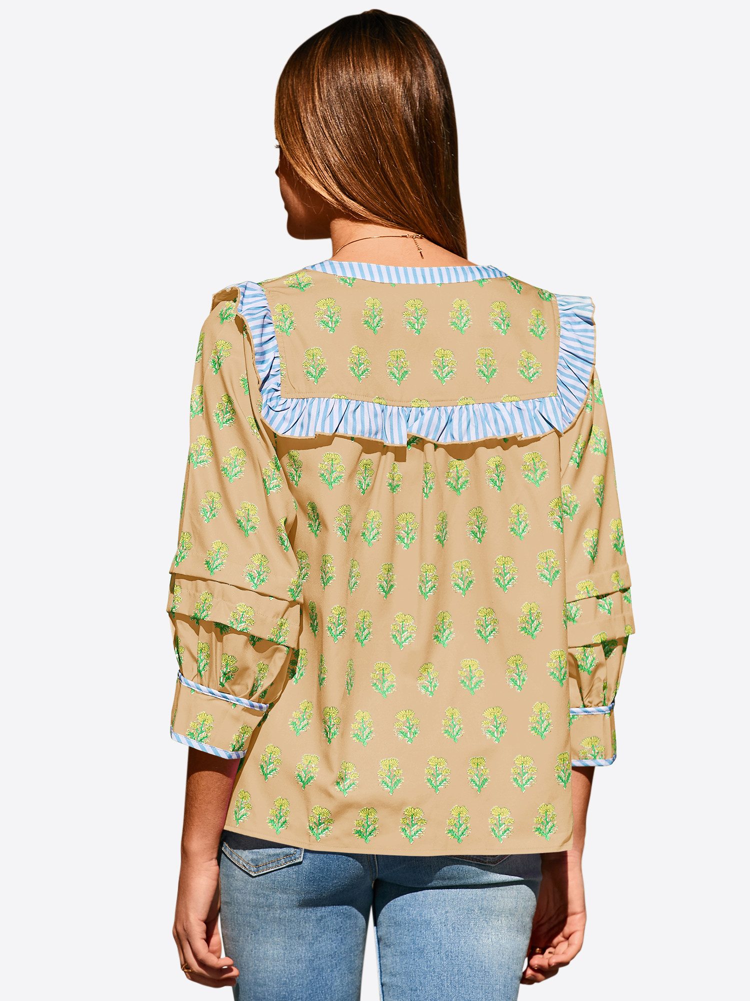 Imily Bela Blusenshirt Damen Puppenkragen Print Hemd (Packung, 1-tlg., 1per günstig online kaufen