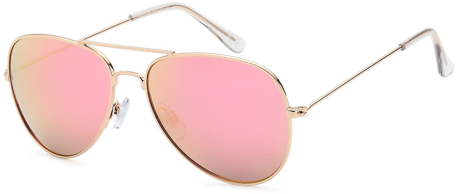 Pink Verspiegelt Gold Sonnenbrille Gestell verspiegelt Glas / styleBREAKER (1-St)
