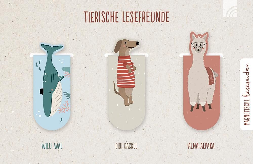 Lesezeichen 3er-Lesezeichen-Set 'Tierische Lesefreunde'