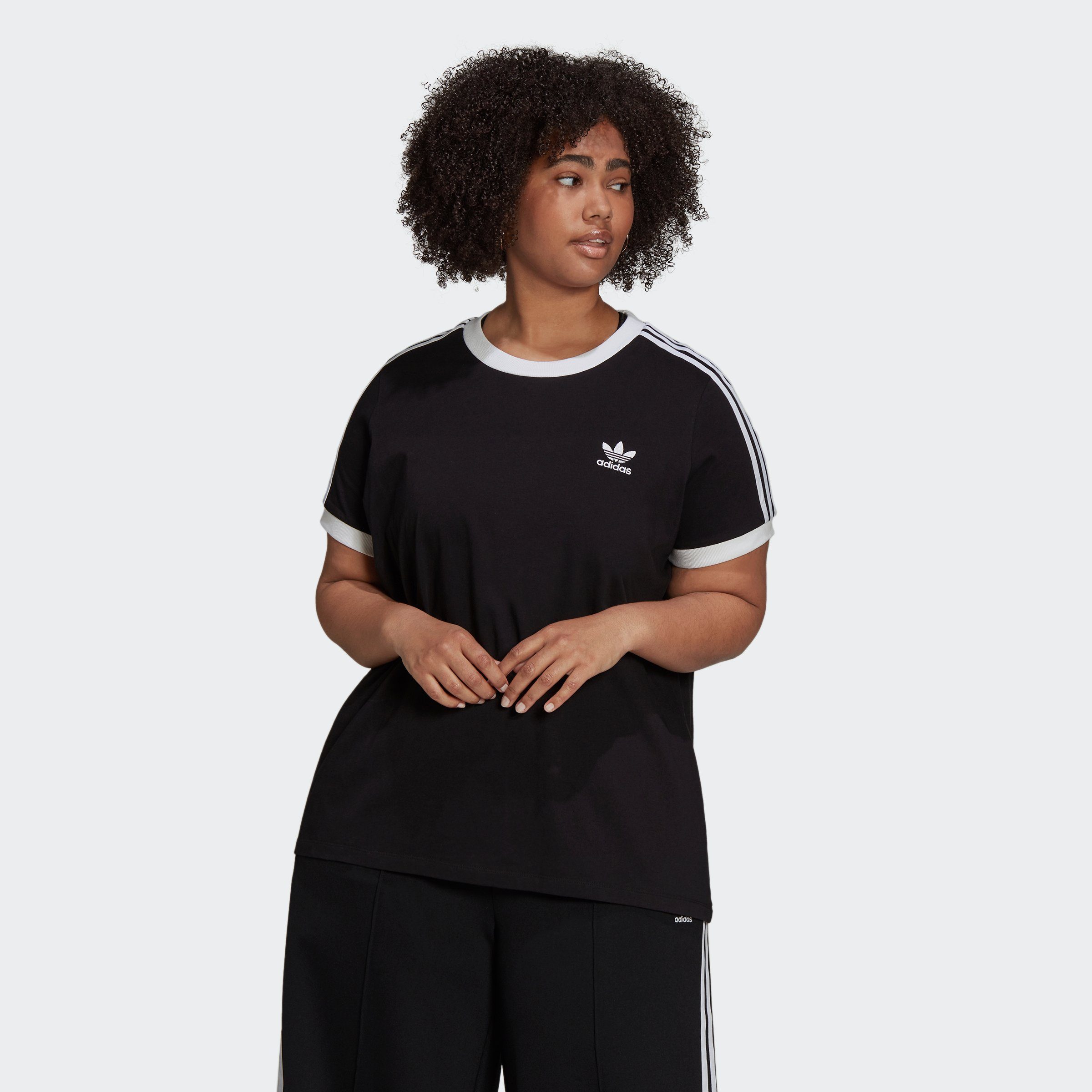 BLACK adidas Originals GRÖSSEN ADICOLOR 3-STREIFEN GROSSE T-Shirt CLASSICS –