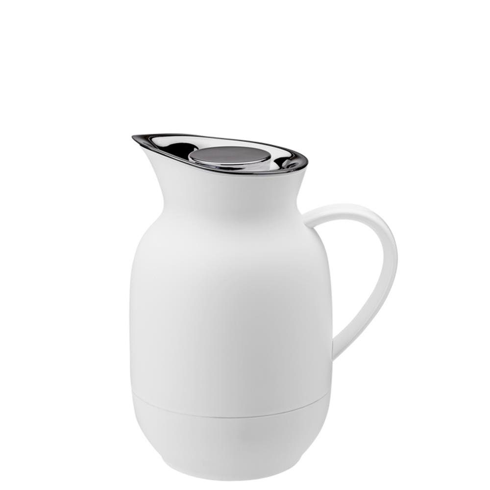 Stelton Isolierkanne Amphora - Soft White, 1 l, mattes Weiß, schmal, Lehmkrug-Design