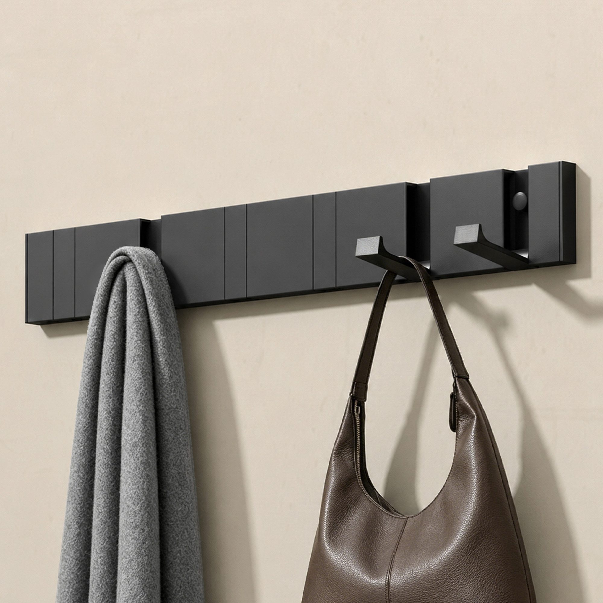 doporro Garderobenleiste Wandgarderobe Garderobenhaken aus Alu mit 4/6 Haken Kleben/Bohren, 4/6 faltbare Haken