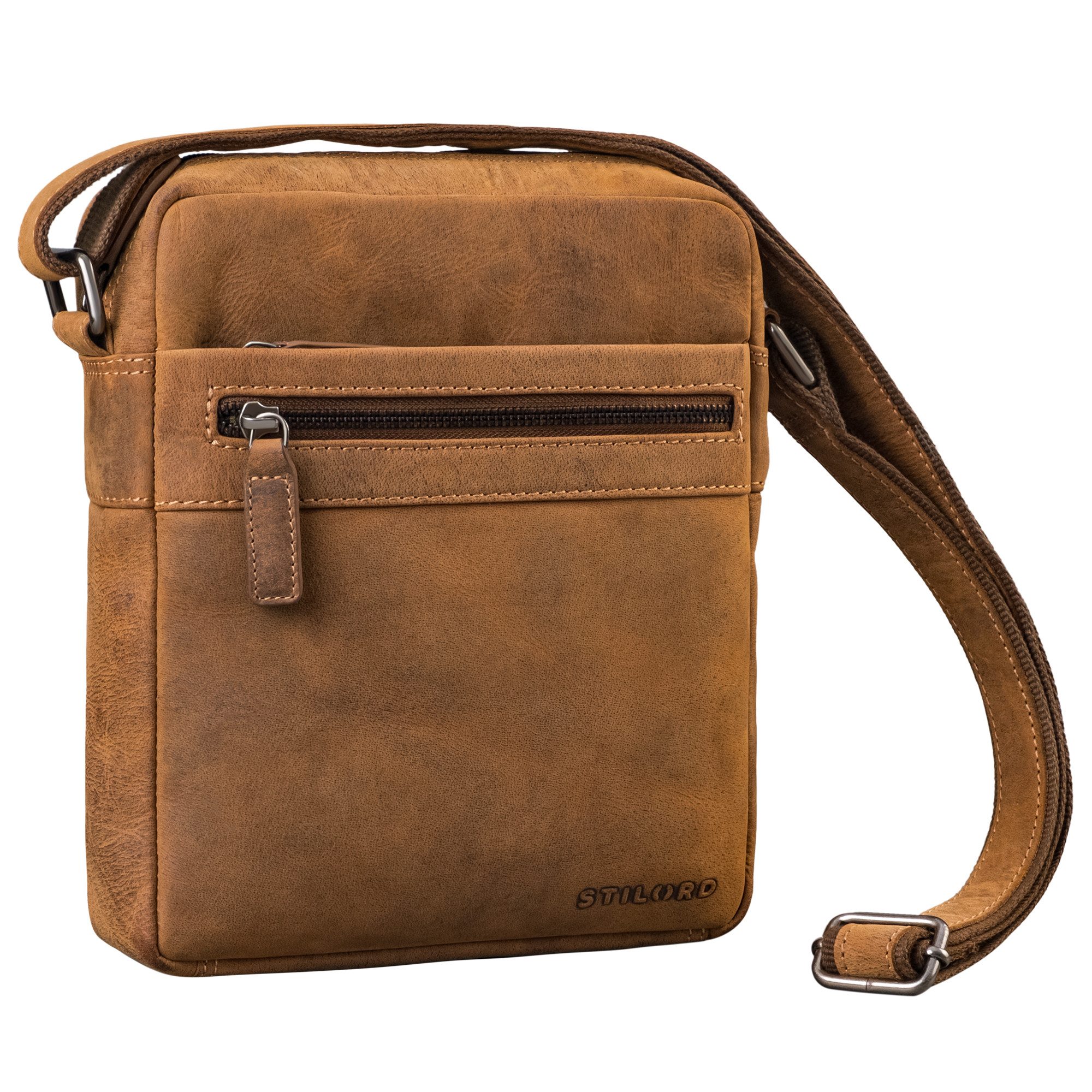 STILORD Schultertasche "Oli" Umhängetasche Herren Leder Mittel-Groß für Tablet bis 10 Zoll