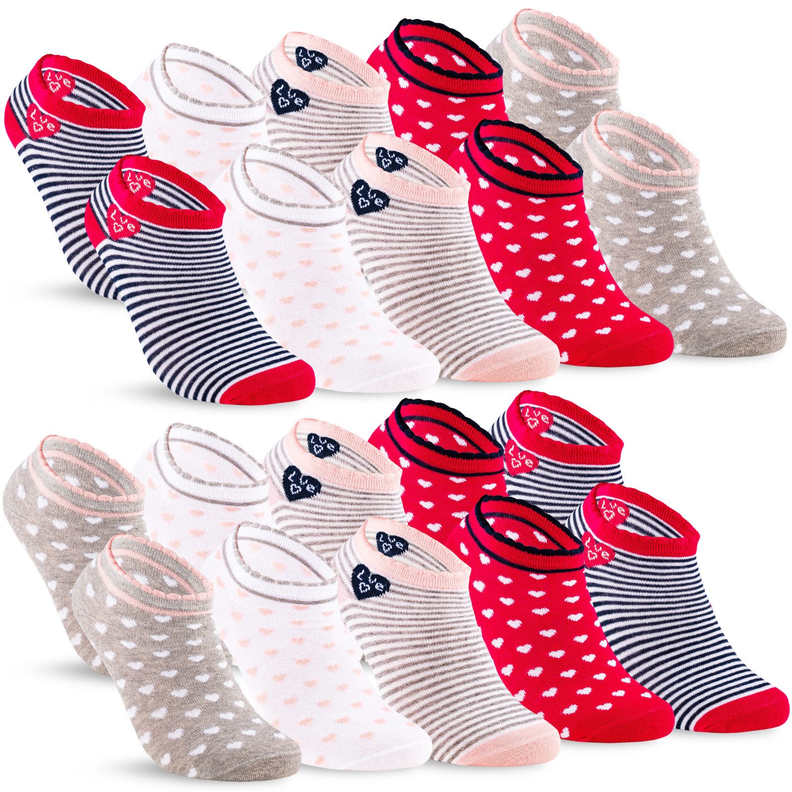 sockenkauf24 Sneakersocken 10 Paar Kinder Sneaker Socken Jungen & Mädchen Baumwolle Kindersocken (56271, 31-34) WP