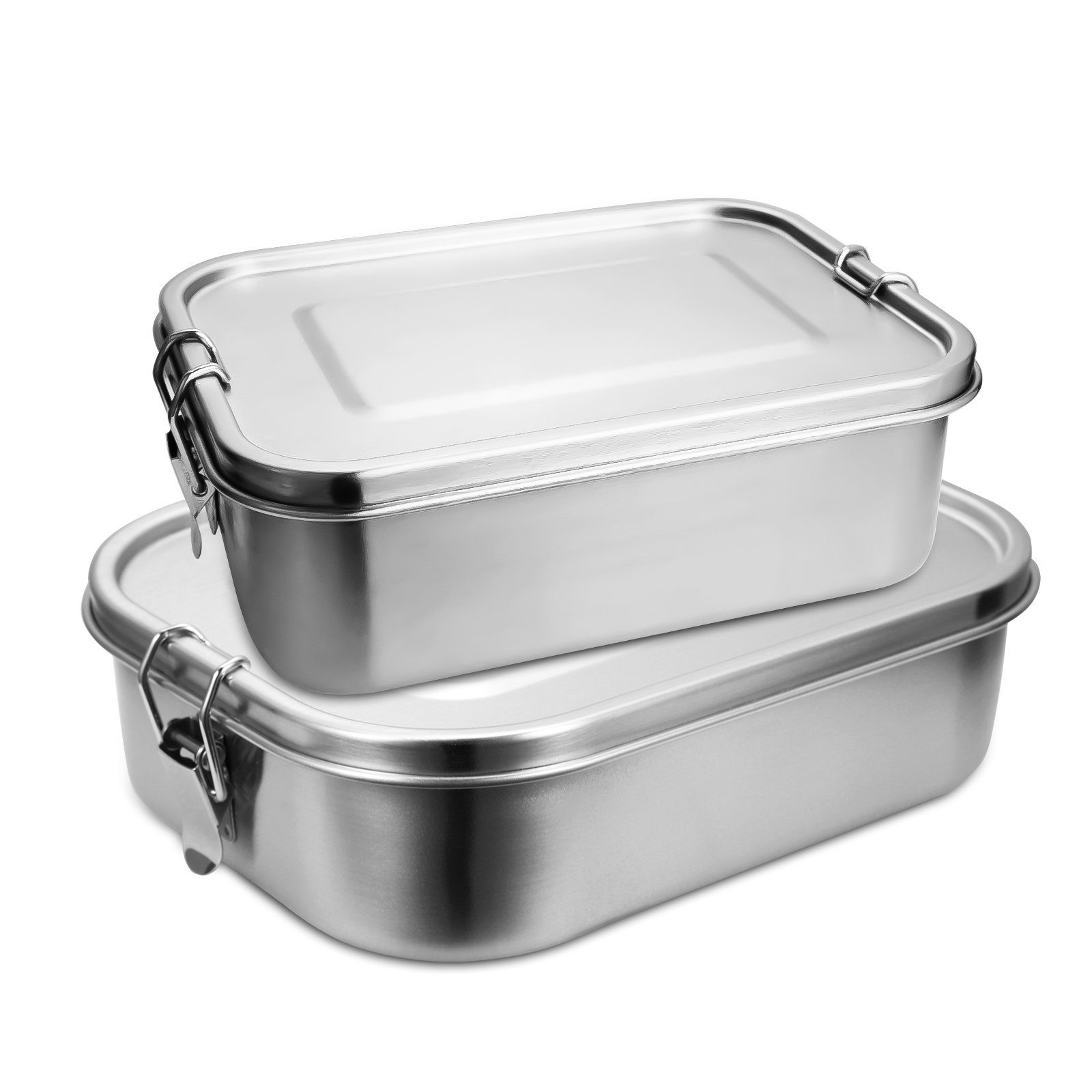 TolleTour Lunchbox Edelstahl Brotdose - Nachhaltige Lunchbox für Büro Schule Picknick Silber 2X1200ml