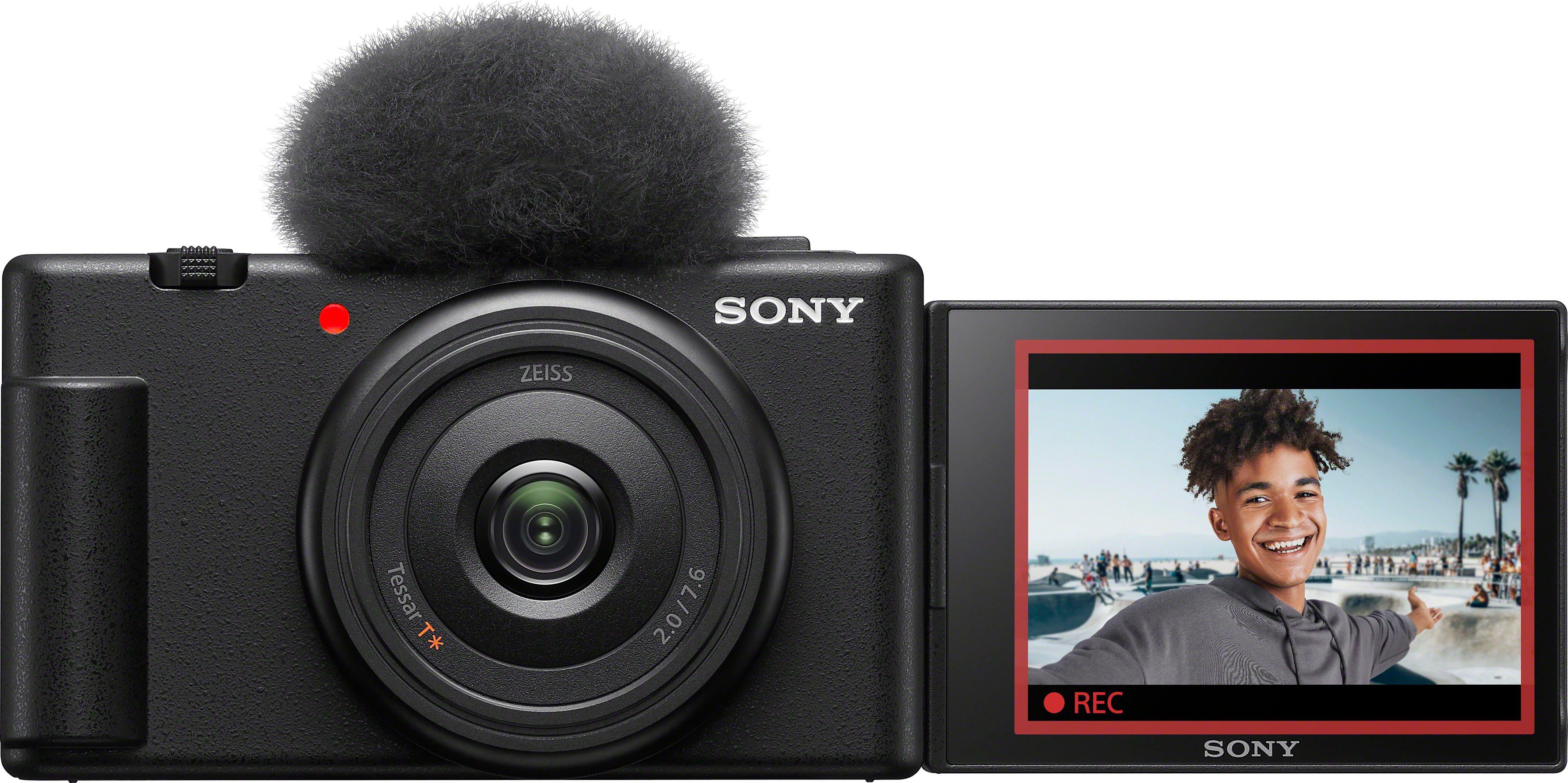 Sony ZV-1F Kompaktkamera (ZEISS Tessar T* Objektiv, 6 Elemente in 6 Gruppen, 20,1 MP, Bluetooth, WLAN)