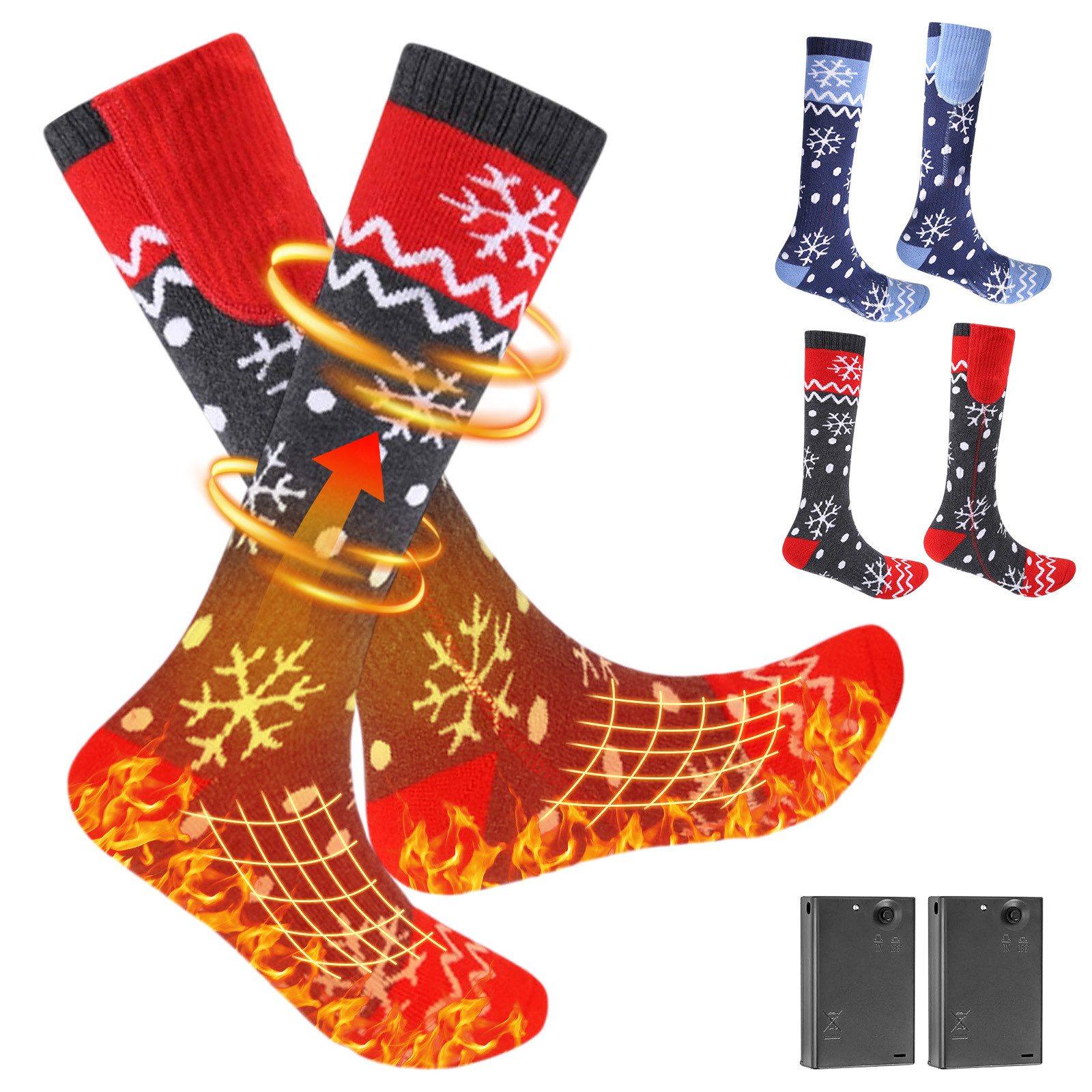 Funktionssocken Elektrisch beheizte Thermosocken Schneeflocken-Weihnachtssocken
