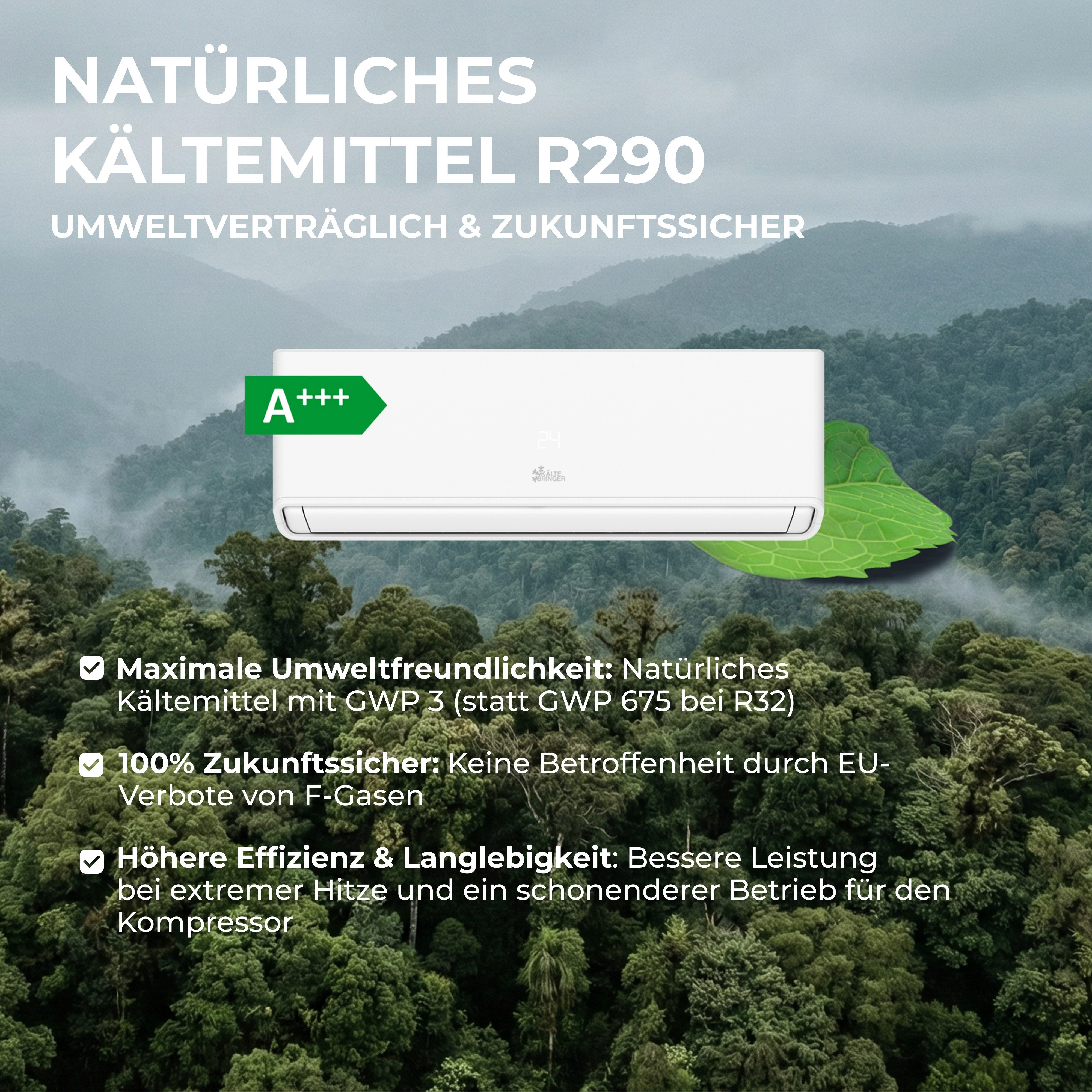 Kältebringer Split-Klimagerät R290 Split Klimaanlage 9.000 BTU (2,8kW) A+++