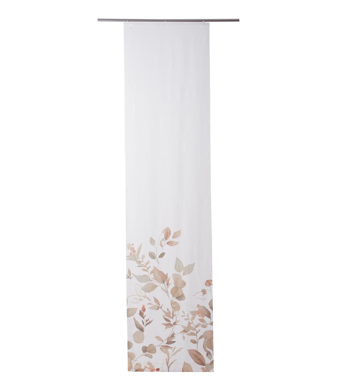 Home4You Vorhang Flächenvorhang, 60 x 245 cm, Weiß, Pfirsich, (1 St), halbtransparent, Polyester, mit Blättermotiven, inkl. Technik