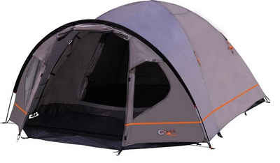 Portal Outdoor Kuppelzelt Zelt für 4 Personen wasserdicht Familienzelt Camping Zeta grau, Personen: 4, mit Veranda wasserdicht Glasfaser Gestänge