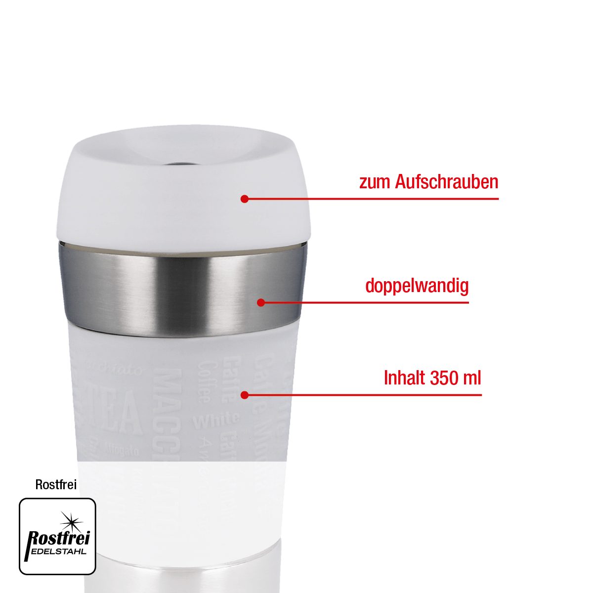 Trinkdeckel Rostfrei, mit Trinkflasche - Edelstahl Isolierbecher Thermobecher Isolierflasche Edelstahl, EUROHOME