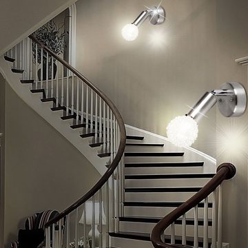 etc-shop LED Wandleuchte, Leuchtmittel inklusive, Warmweiß, Wand Strahler Beleuchtung Spot beweglich Leuchte Nickel E14 Lampe