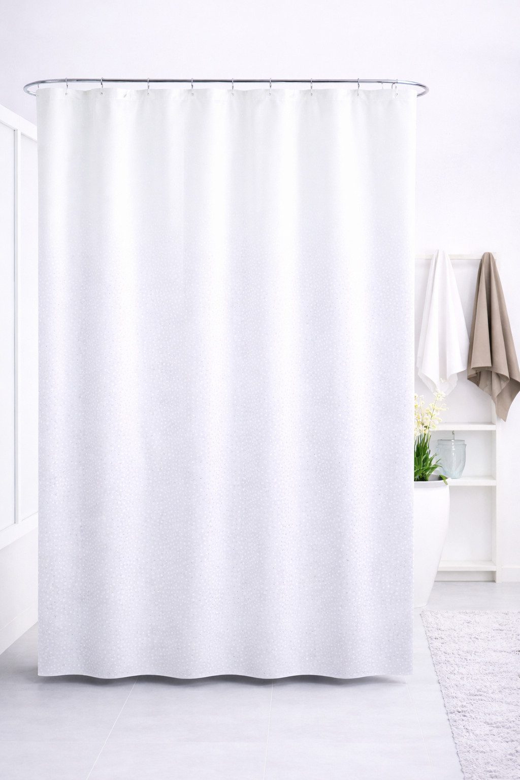 Euroshowers GmbH Duschvorhang hochwertig verarbeitet mit 12 Duschvorhangringen und Metalösen Breite 180 cm