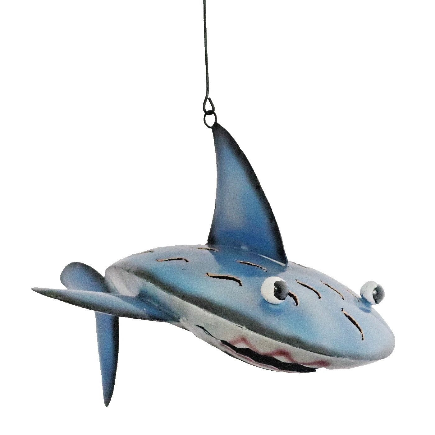 Kaufhaus le petit Hängedekoration Deko Hänger Metall Haifisch Hai Fisch Maritim Hängedeko Skulptur Figur, Zierfisch Metallfisch Dekofigur Dekoskulptur Dekoobjekt