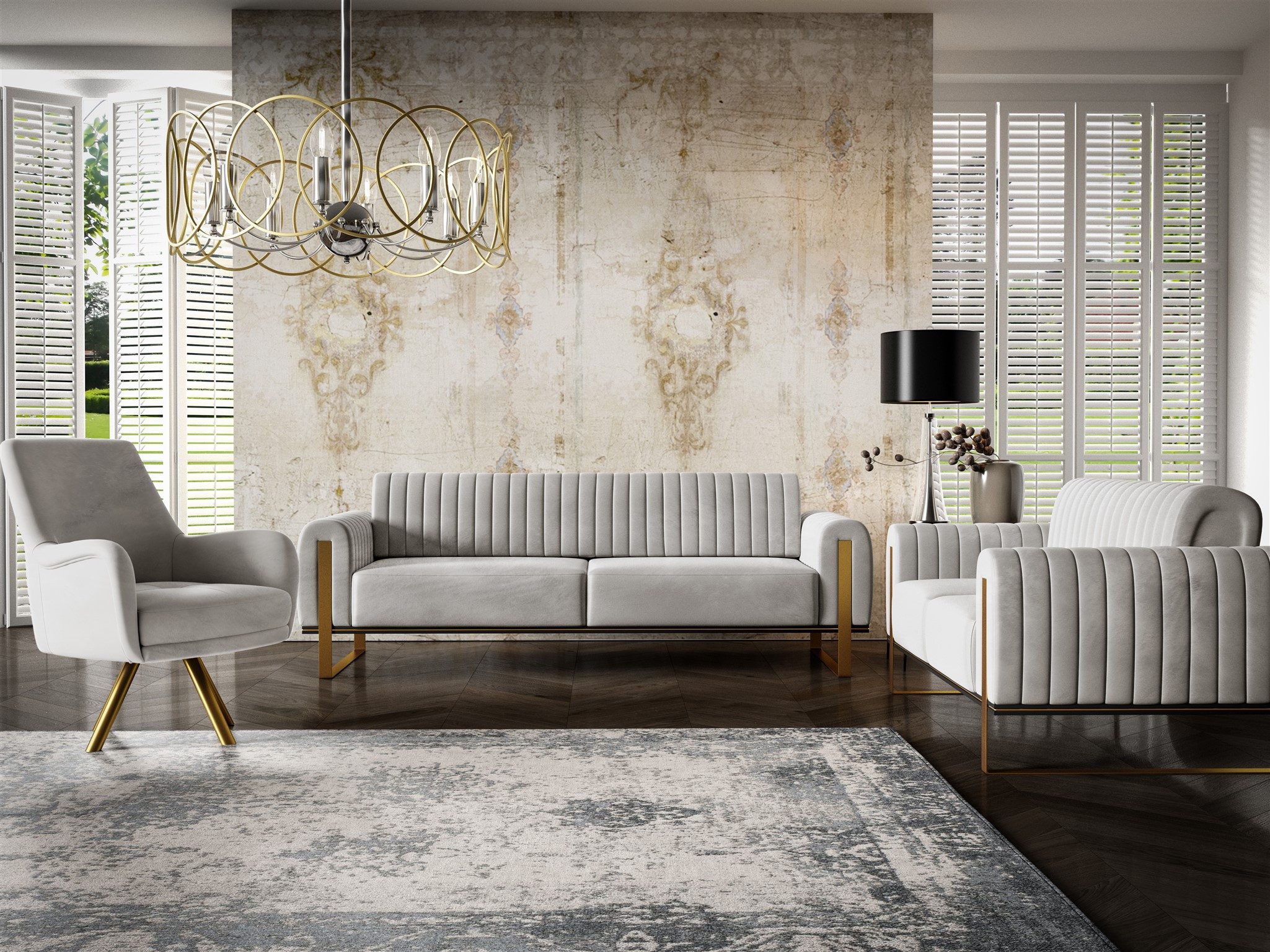 Fun Möbel Polstergarnitur Sofaset Designersofas VALERIE 3-2-1 in Stoff Elis günstig online kaufen