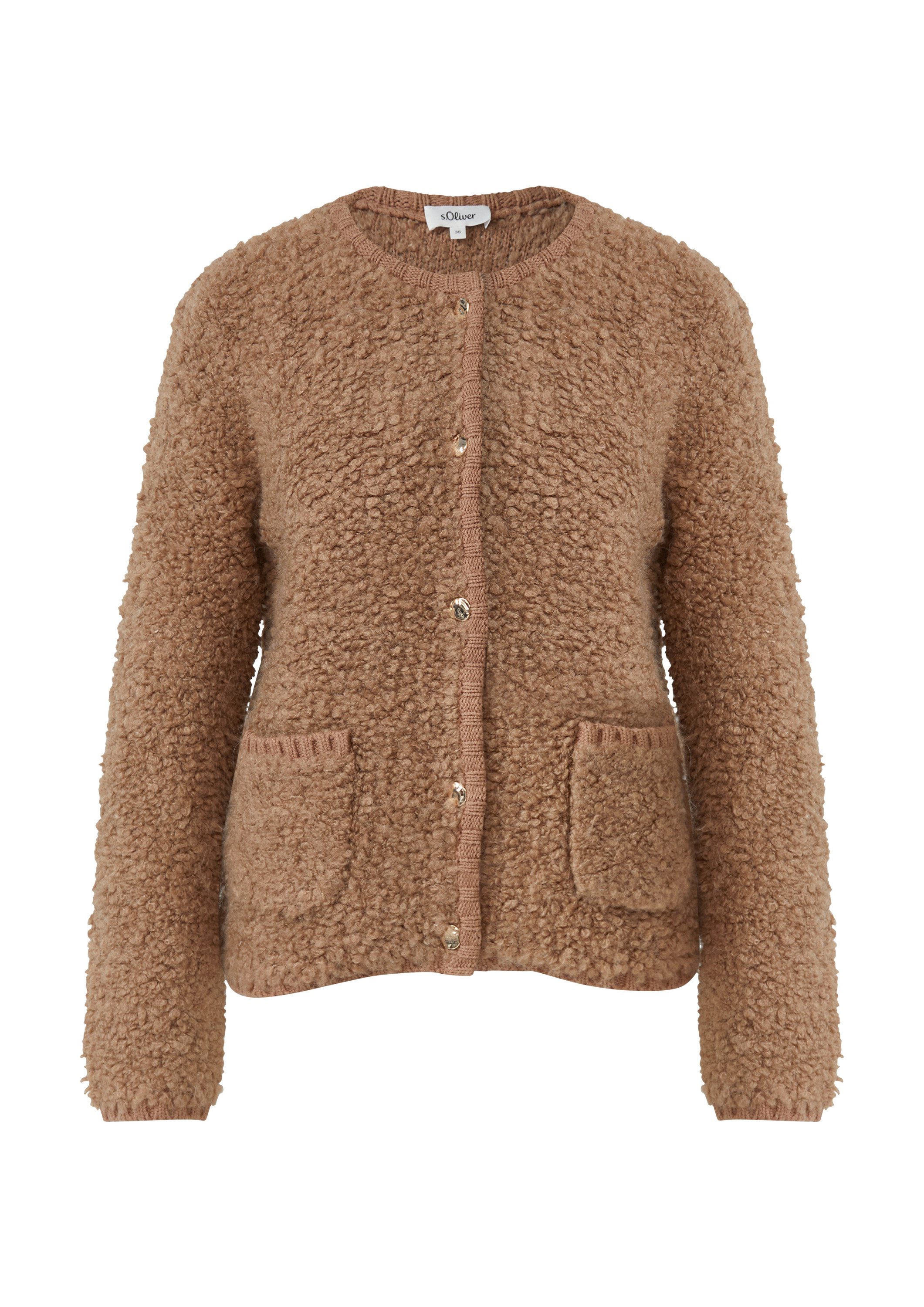 s.Oliver Cardigan Strickjacke Bouclé-Strickjacke aus Alpaka-Wollmix günstig online kaufen