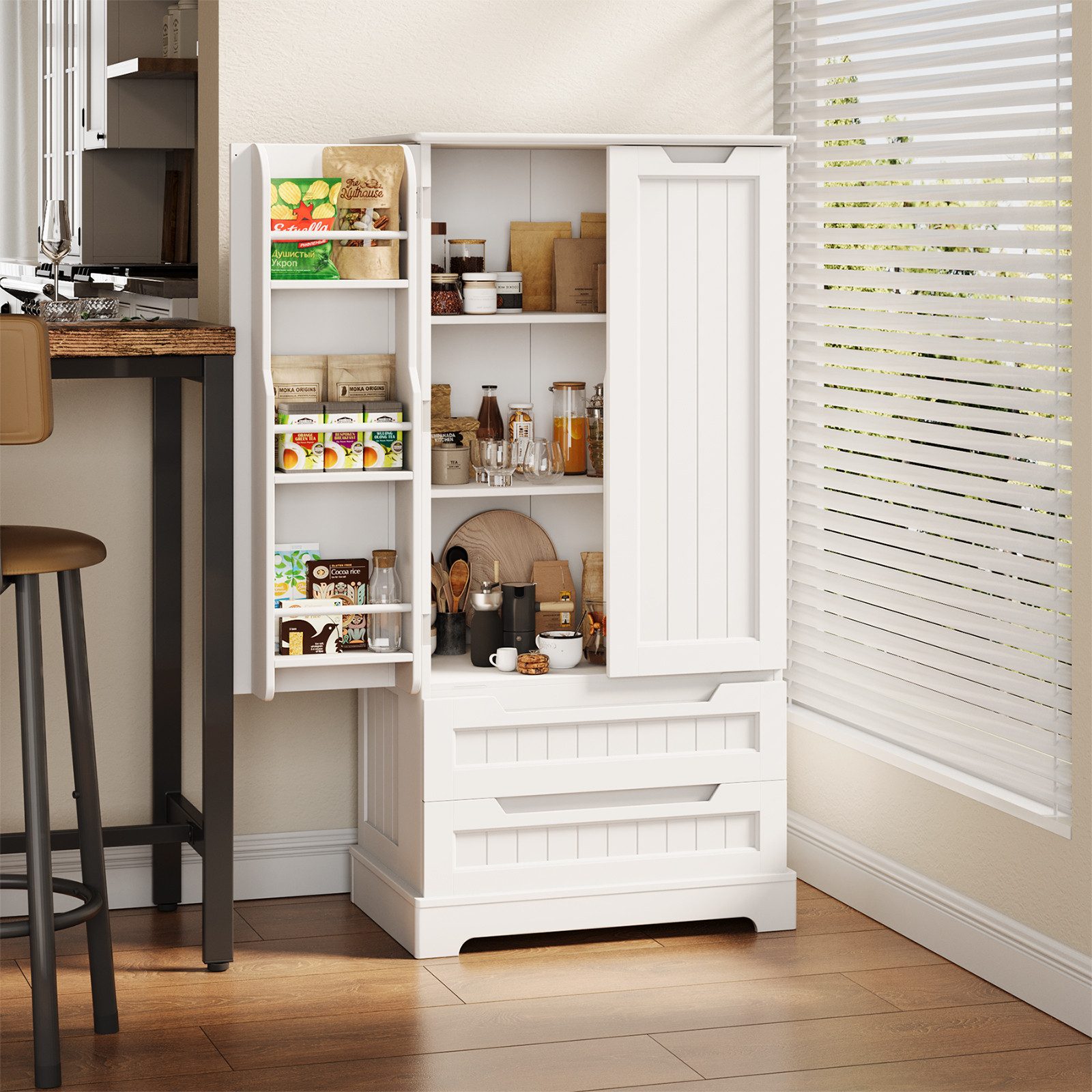 Bealife Sideboard hoher Küchenschrank mit 2 Schubladen und 2 Türen, Vorrats günstig online kaufen