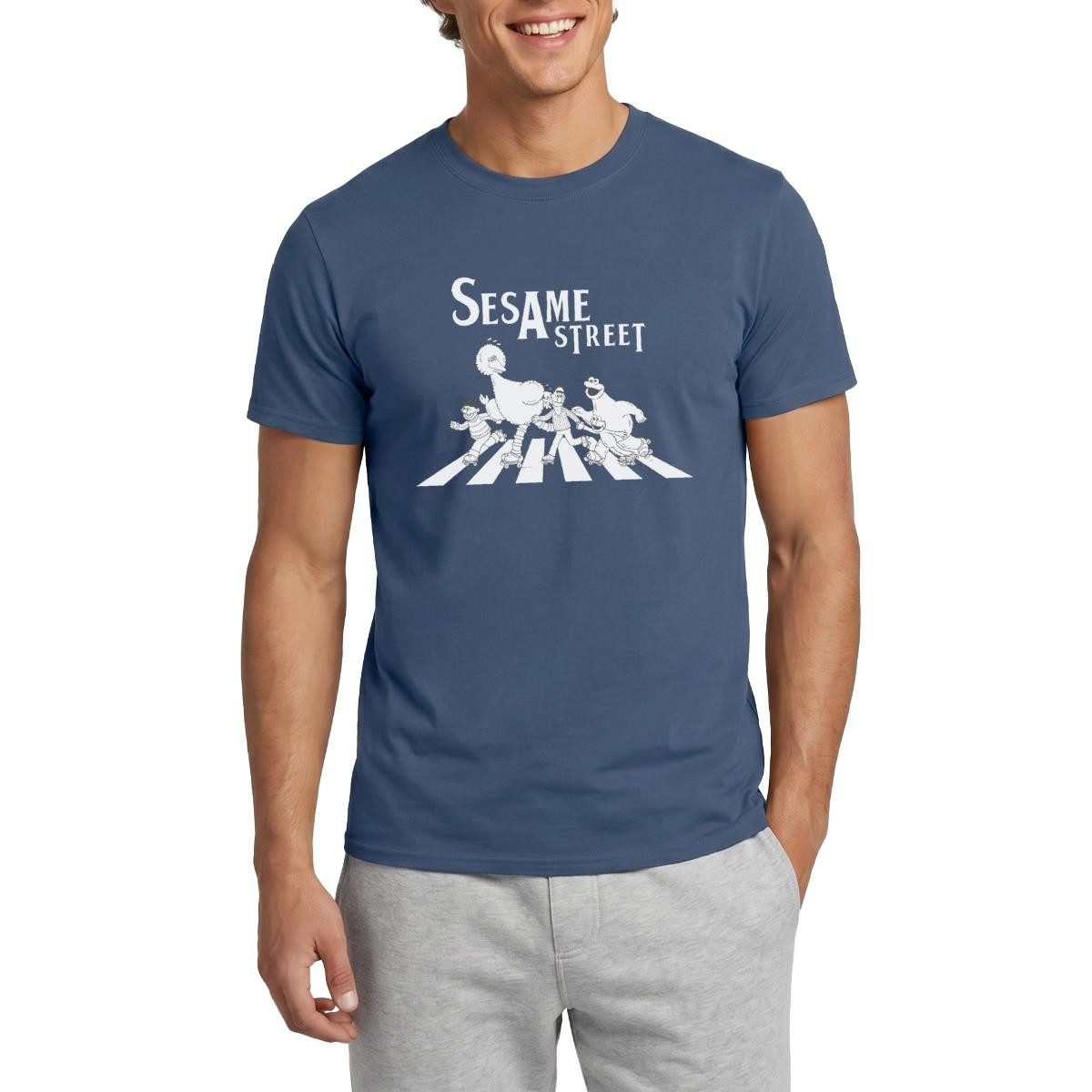 Spreadshirt T-Shirt Sesamstraße Zebrastreifen Klassiker Männer T-Shirt (1-tlg)