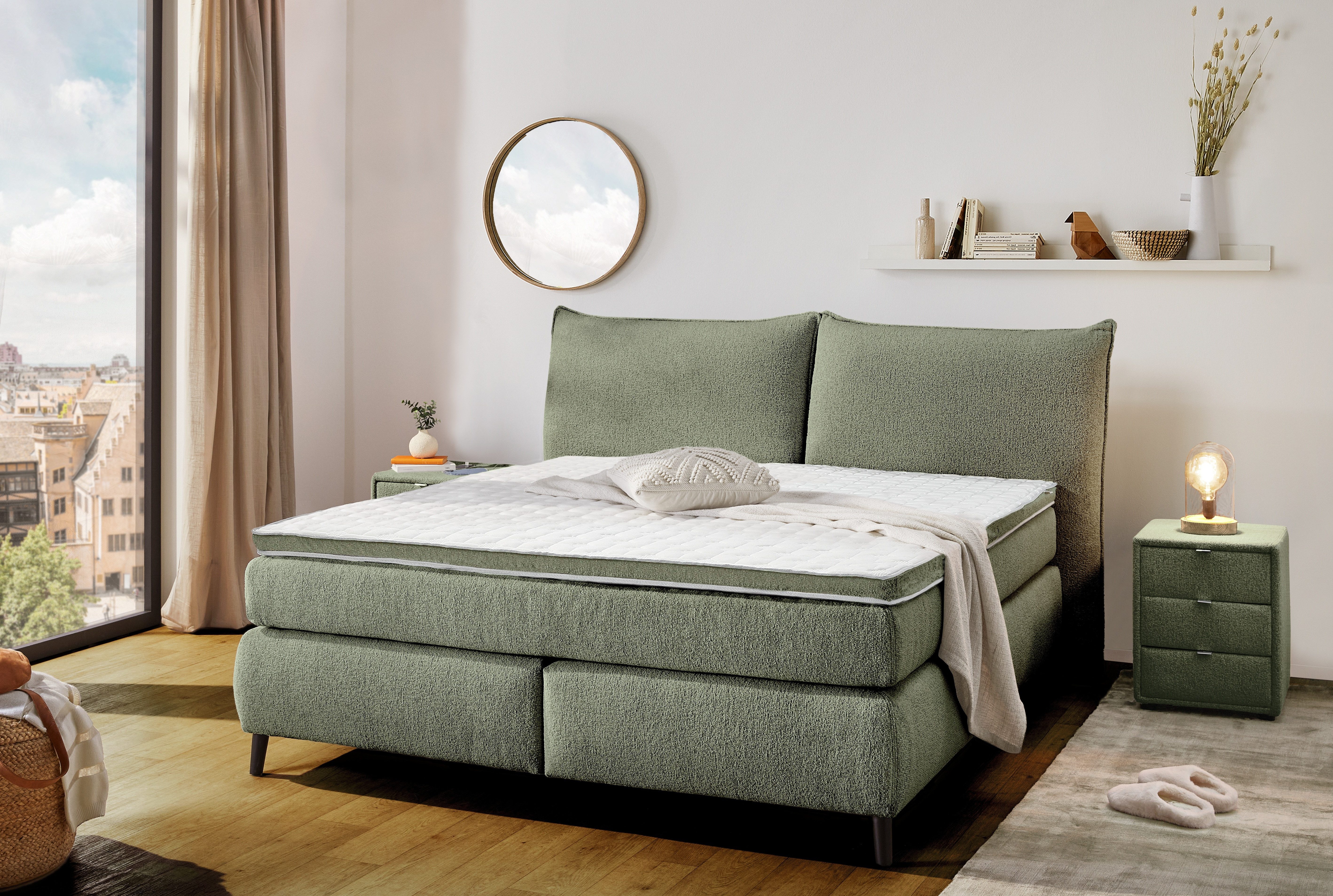 Jockenhöfer Gruppe Boxspringbett Hacienda, Breite 180cm,erhältlich in verschiedenen Farben, 7-Zonen-TTFK-Matratze, KS-Topper, verschiedene Härtegrade wählbar