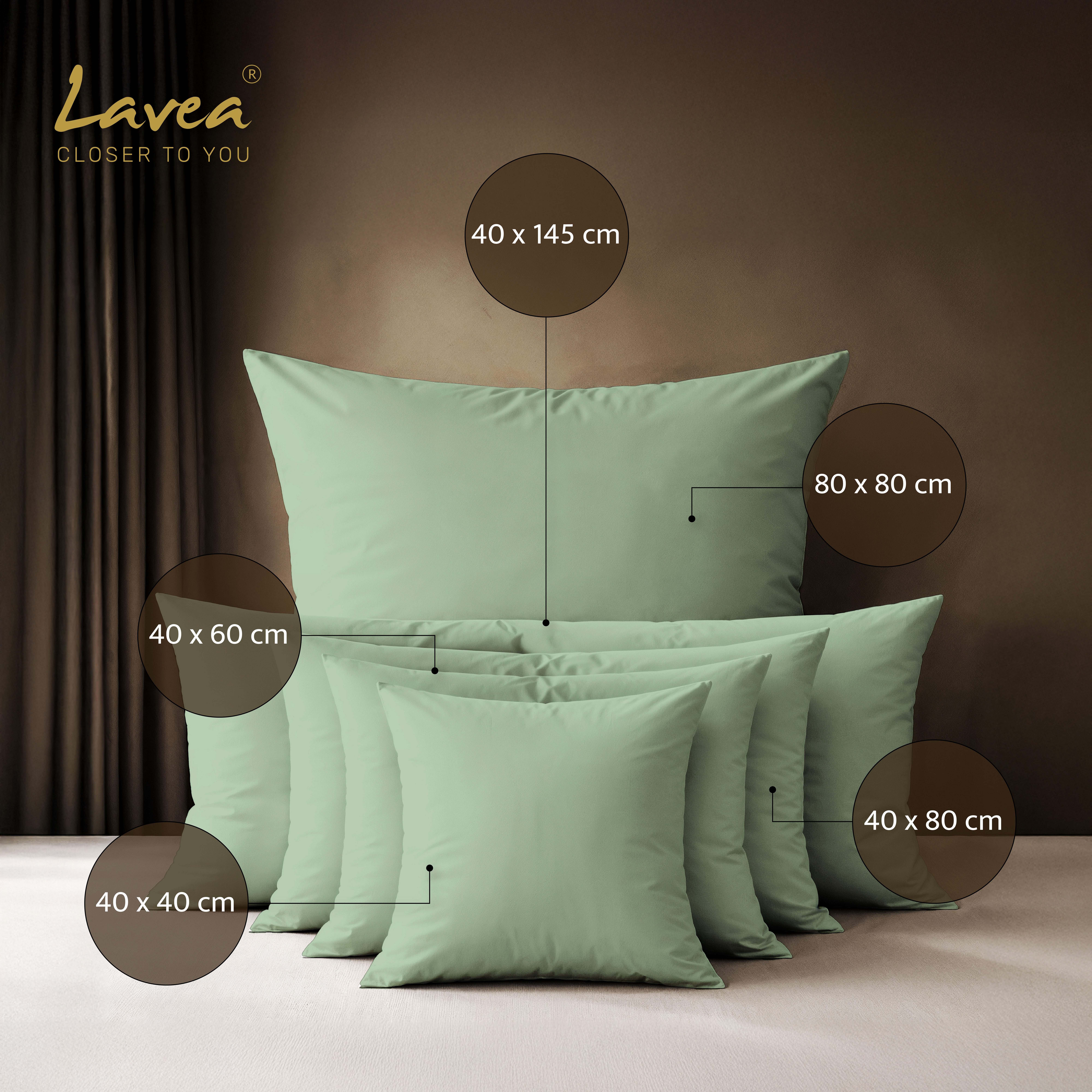 Lavea Kissenbezug 2er Set 100% Baumwolle flauschig, Jasmin, Kissenhülle, Kissenbezüge, (2 Stück), pflegeleicht, langlebige Qualität, mit Reißverschluss