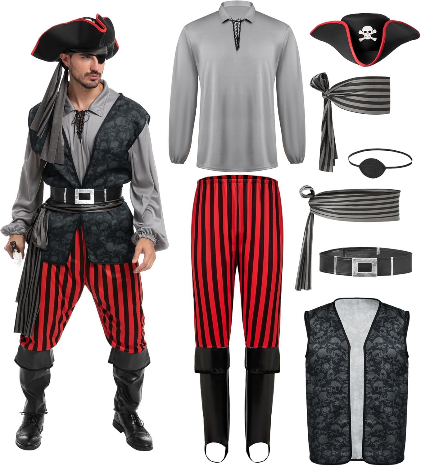 Spooktacular Creations Piraten-Kostüm Spooktacular Creations Piraten Kostüm, Herren Halloween